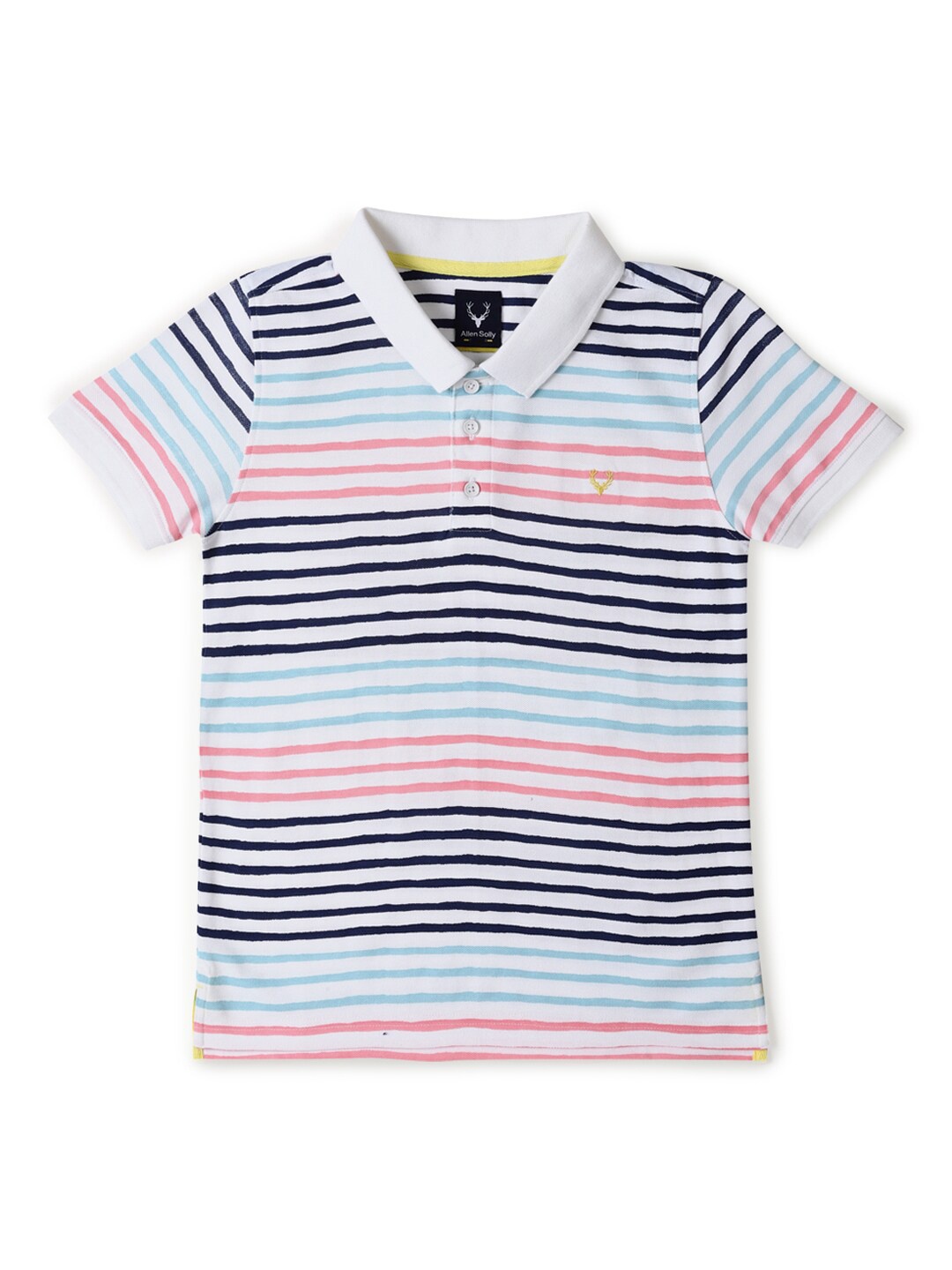 

Allen Solly Junior Boys Striped Polo Collar Short Sleeves Cotton T-shirt, Grey