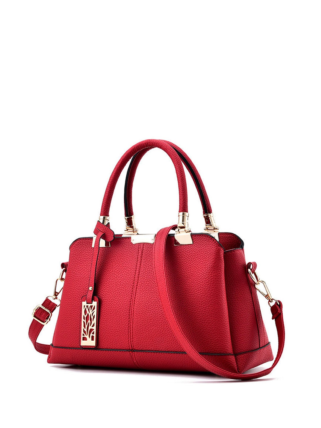 

SYGA Textured Structured Shoulder Bag, Red