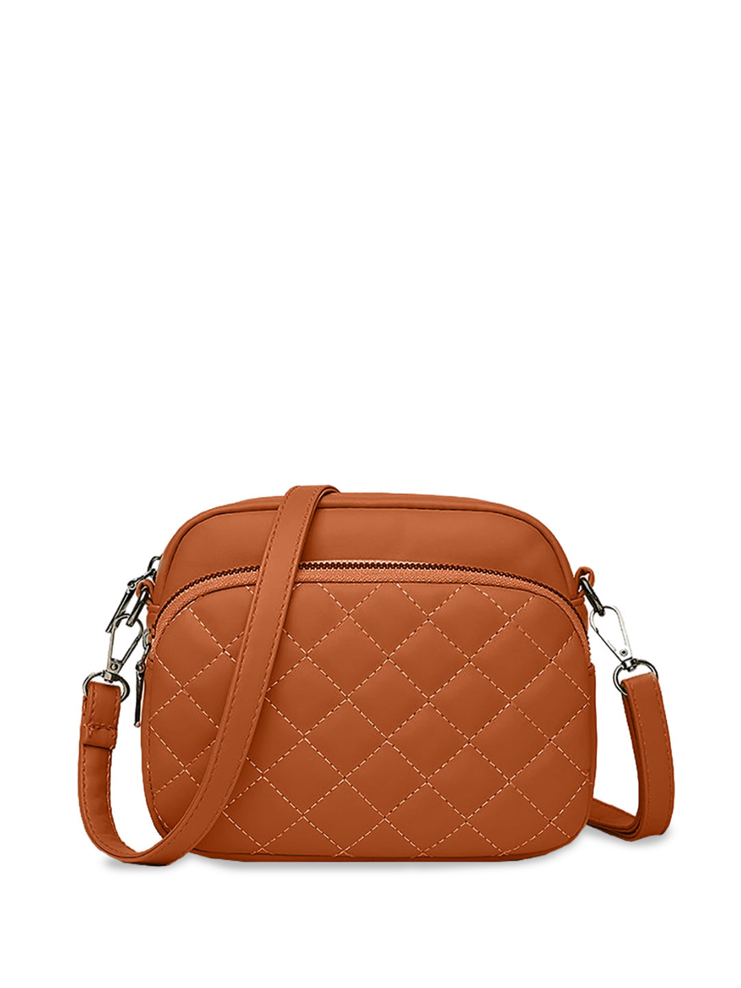 

SYGA Embellished PU Structured Sling Bag, Brown