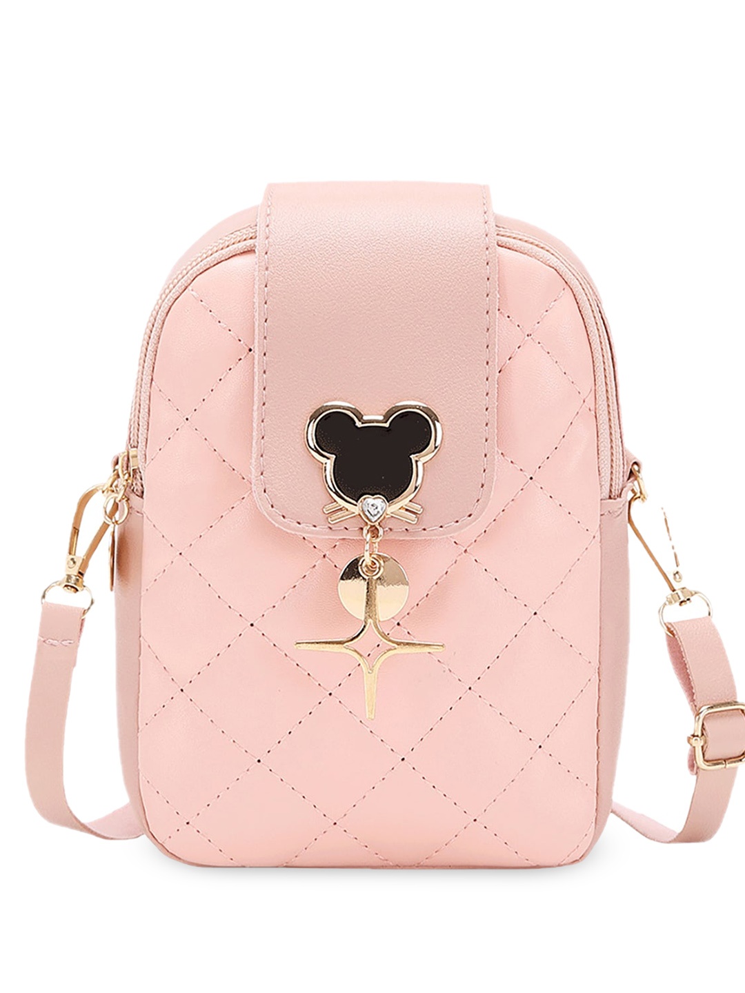 

SYGA Leather Structured Sling Bag, Pink