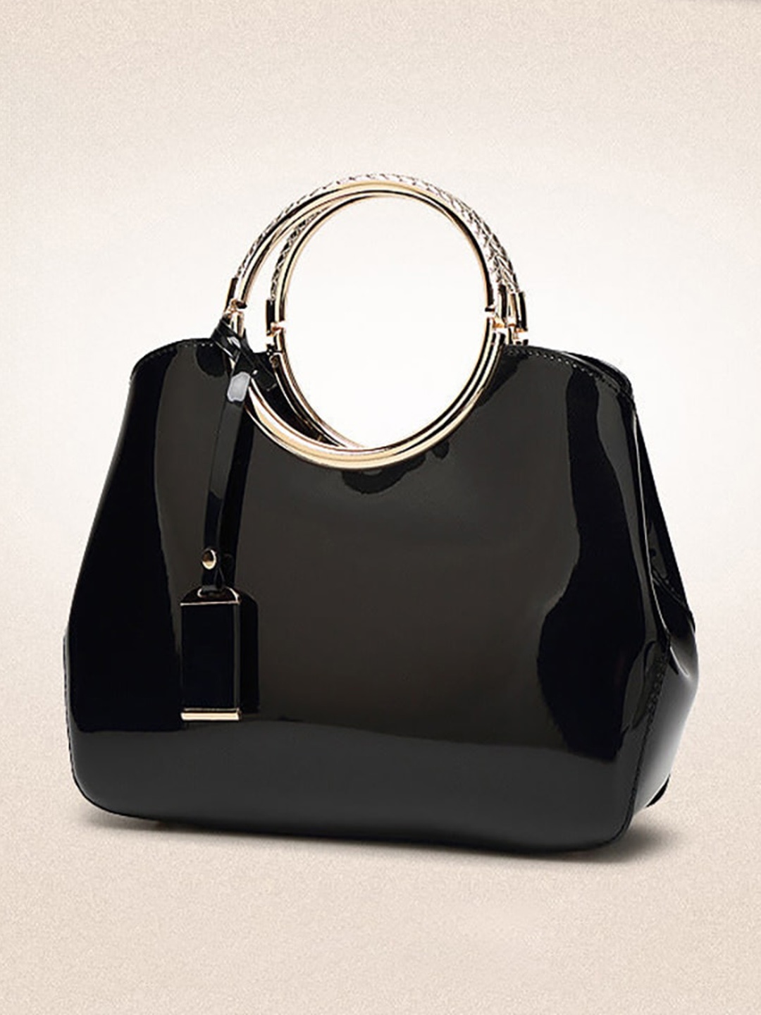 

SYGA PU Shopper Handheld Bag, Black