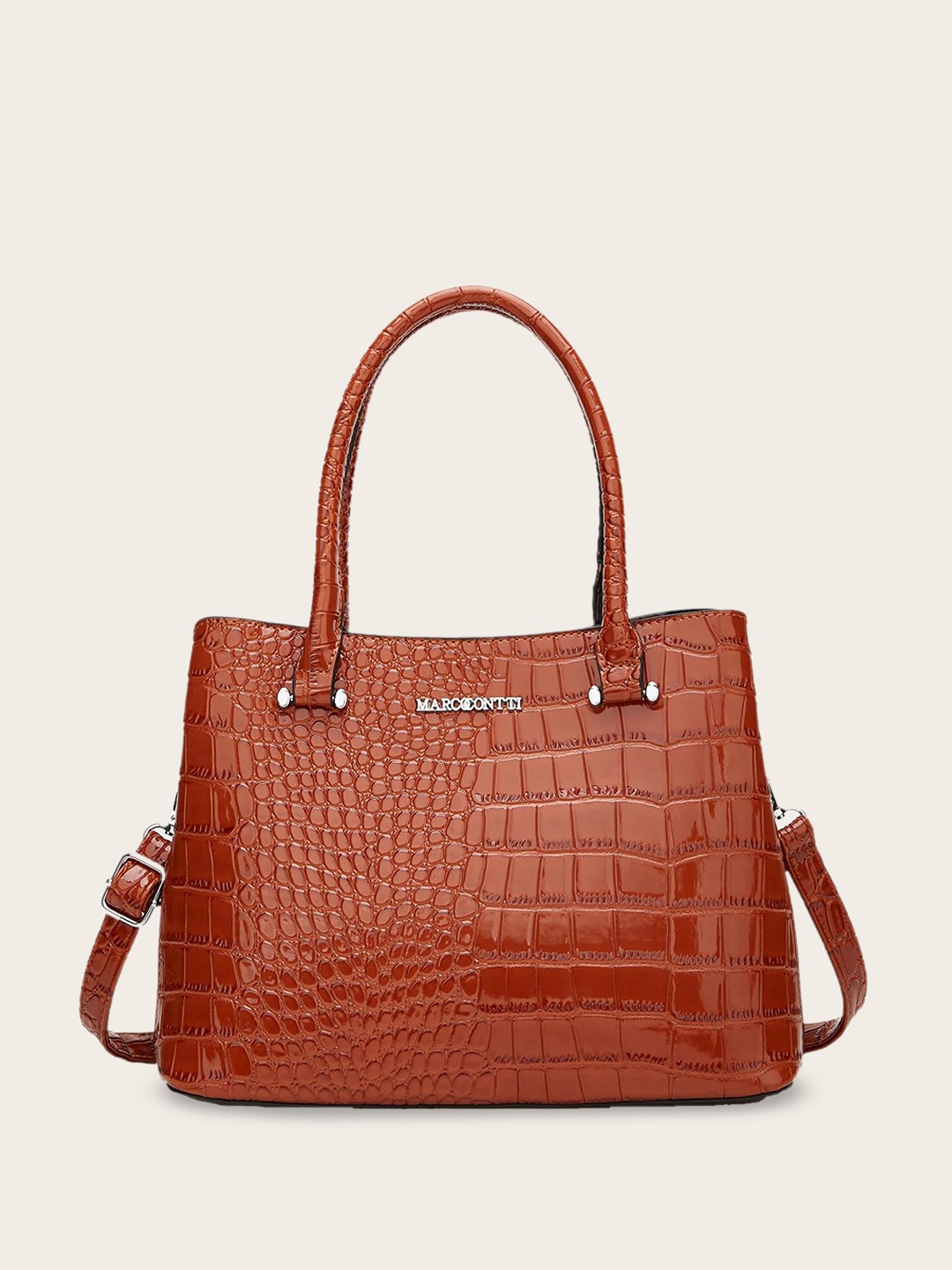 

SYGA Animal Textured Structured Shoulder Bag, Coffee brown