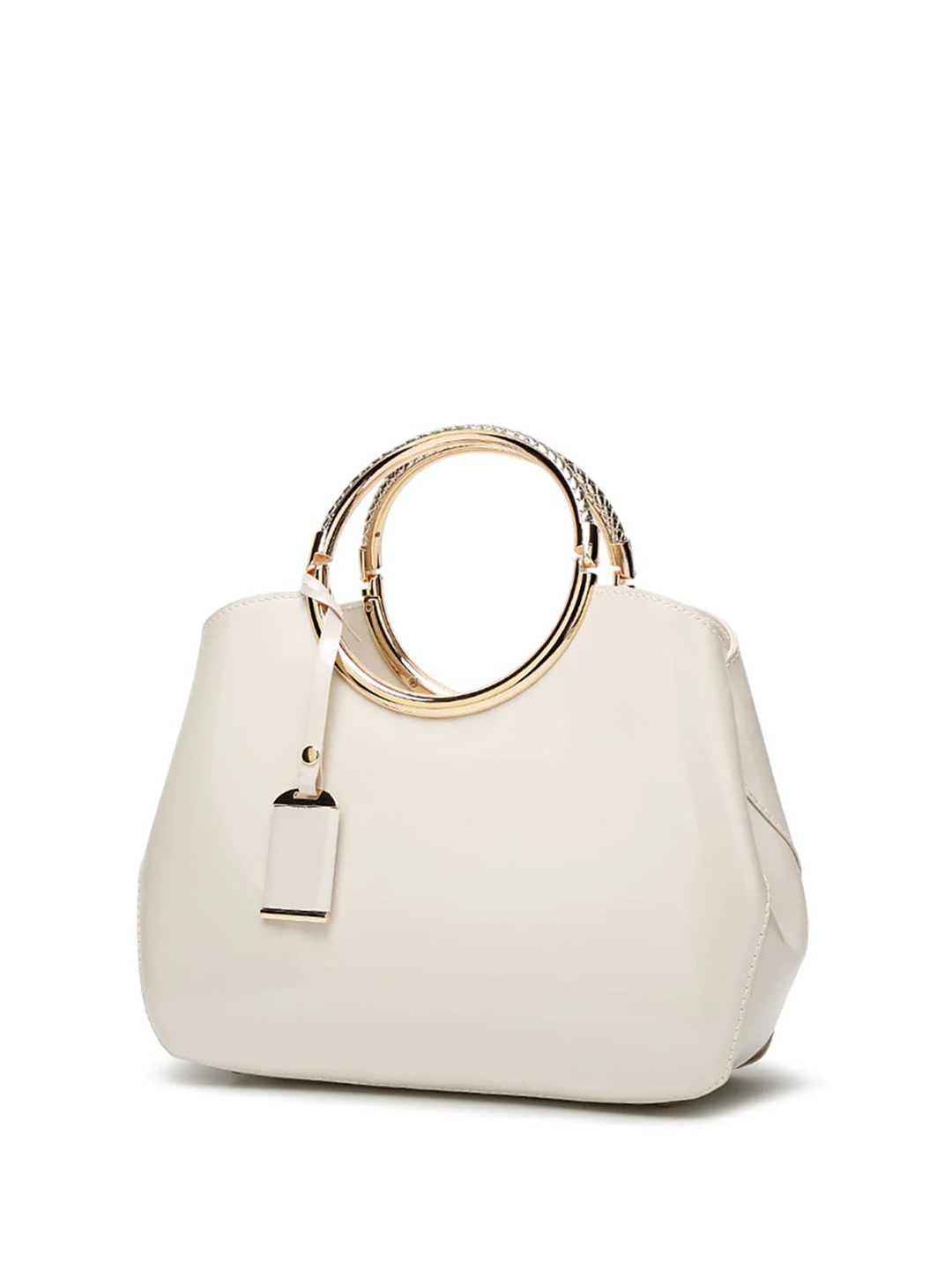 SYGA Oversized Structured Handheld Bag with Tasselled, White