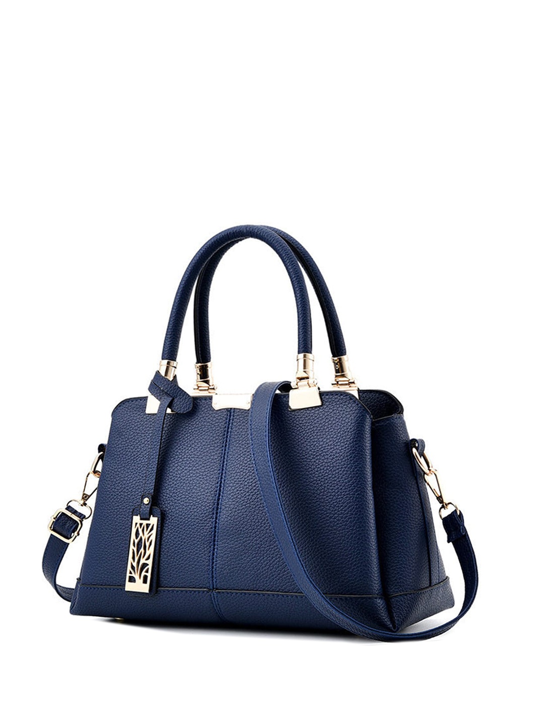 

SYGA Textured Structured Shoulder Bag, Navy blue