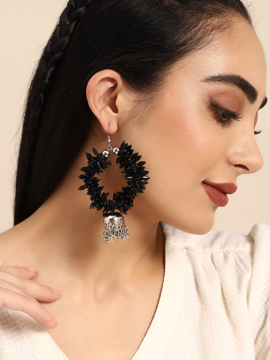 

Sangria Circular Jhumkas Earrings, Black