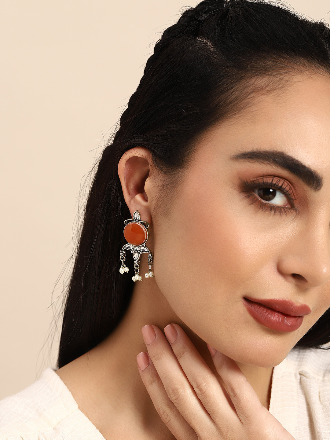 

Sangria Circular Drop Earrings, Orange