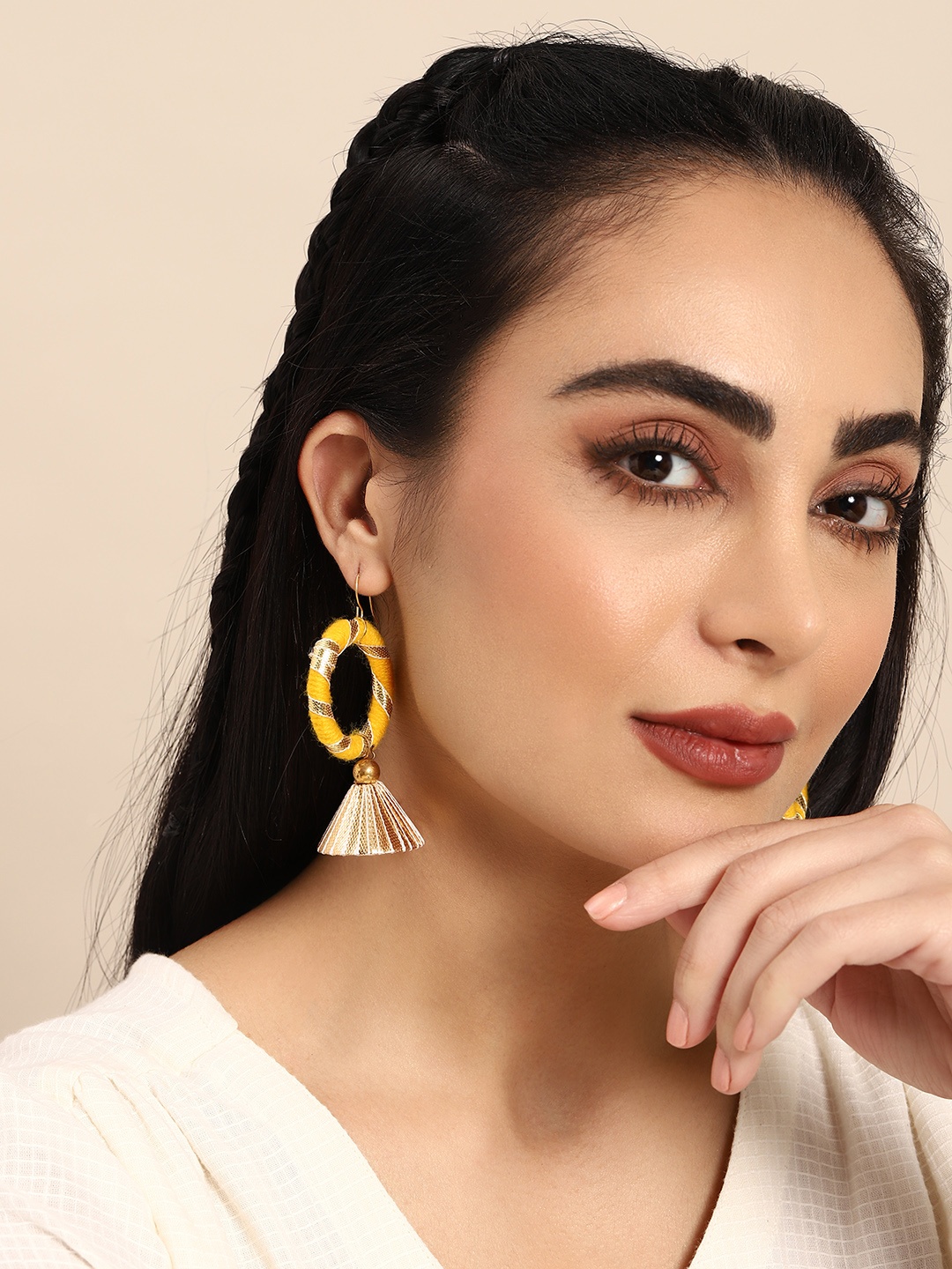 

Sangria Gold-Plated Circular Drop Earrings, Yellow