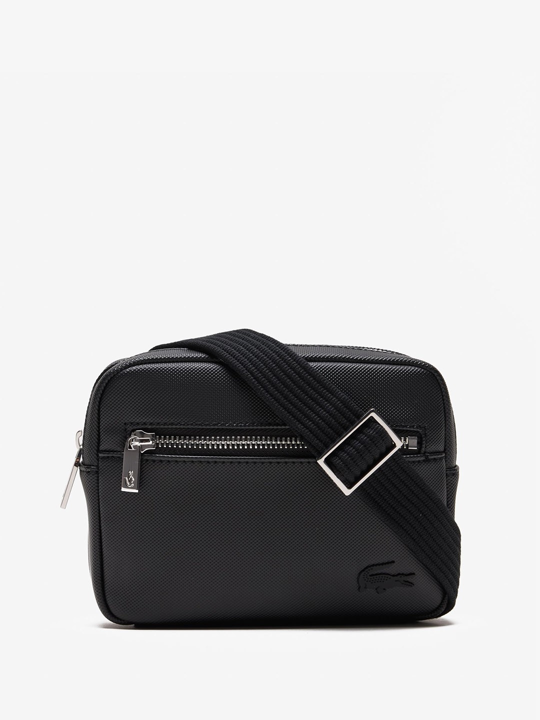 

Lacoste Men Textured Water Resistance Structured Sling Bag, Black