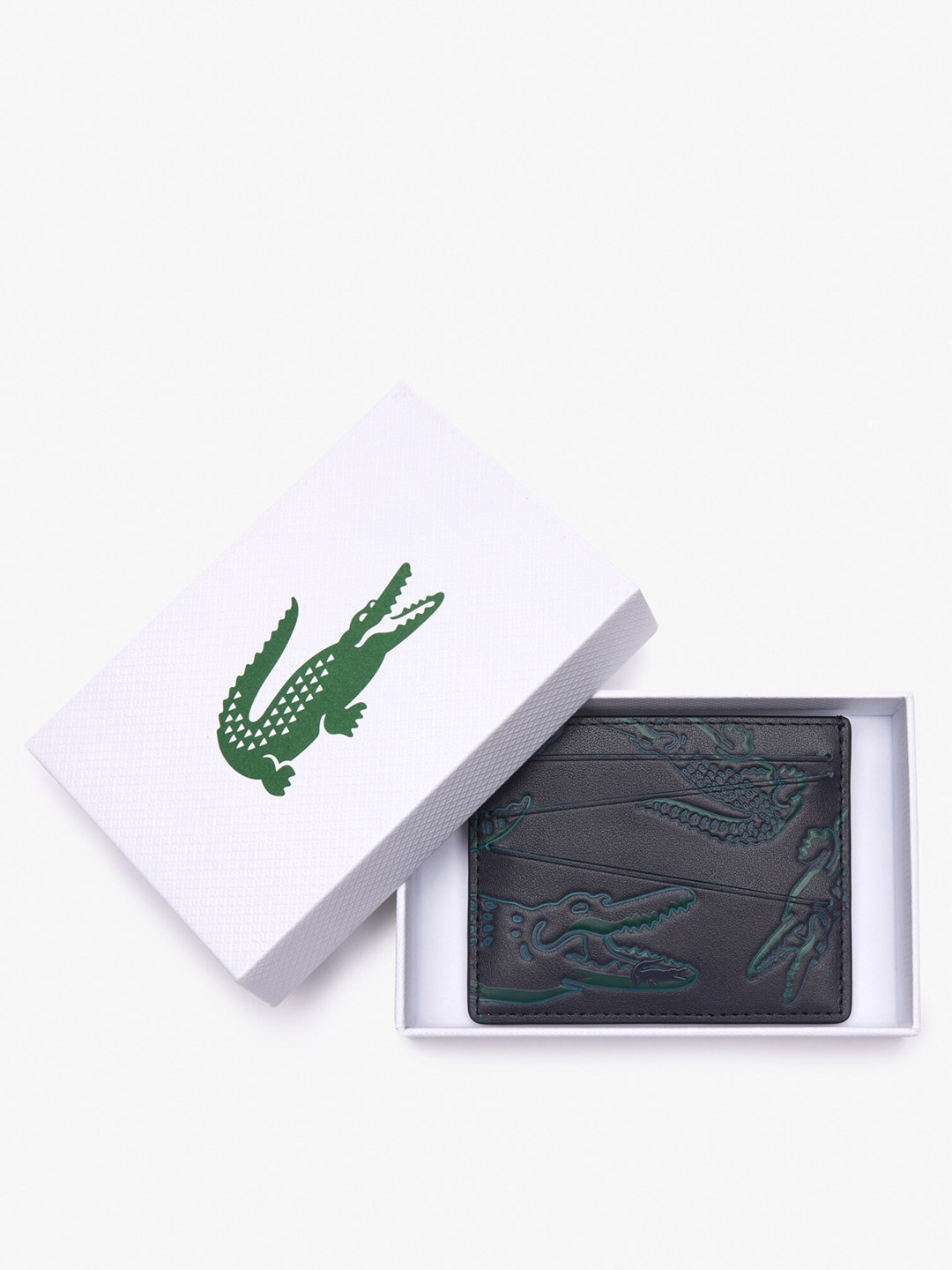 

Lacoste Abstract Textured Leather Card Holder, Blue