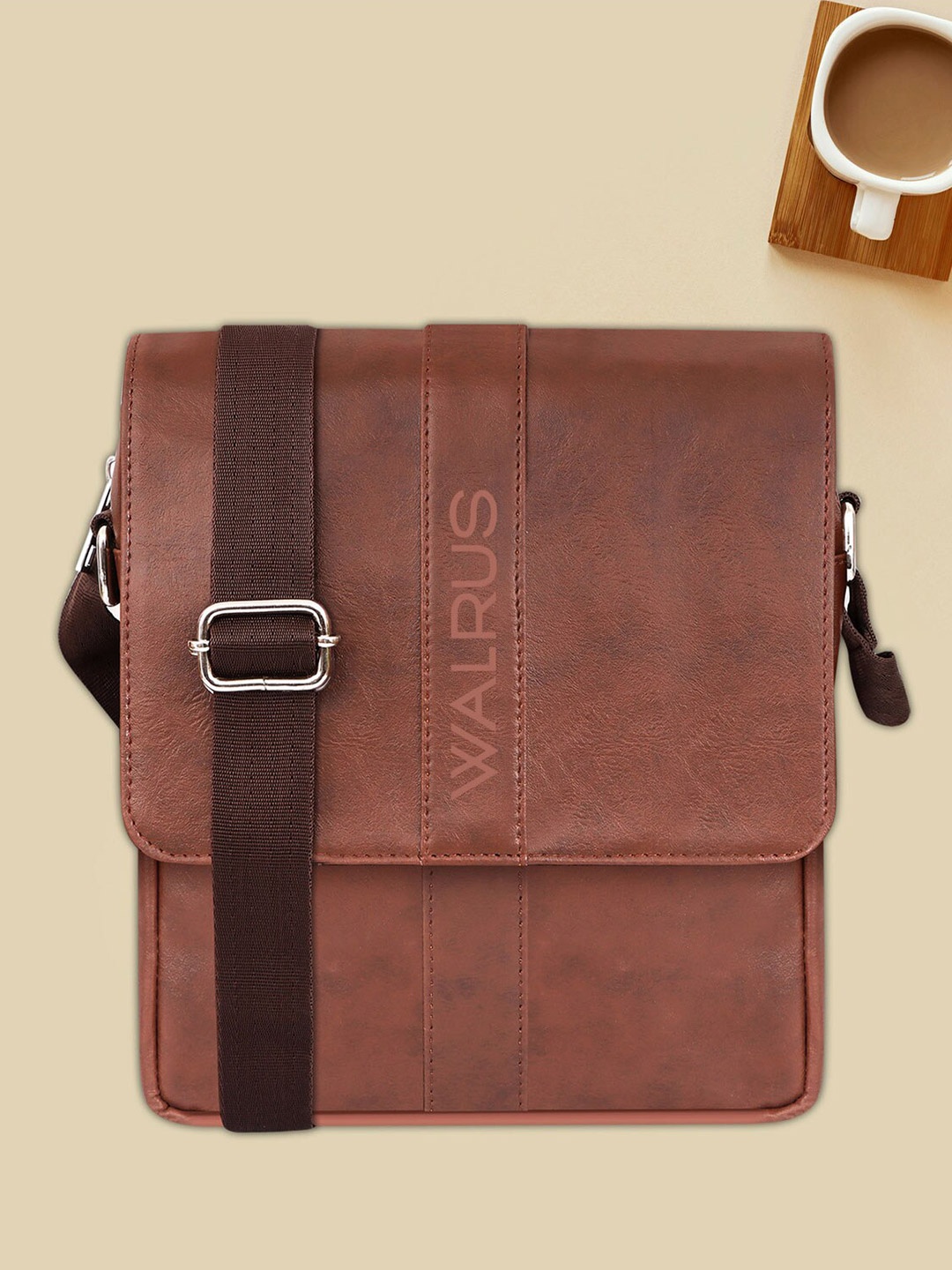 

Walrus Unisex Textured Messenger Bag, Brown