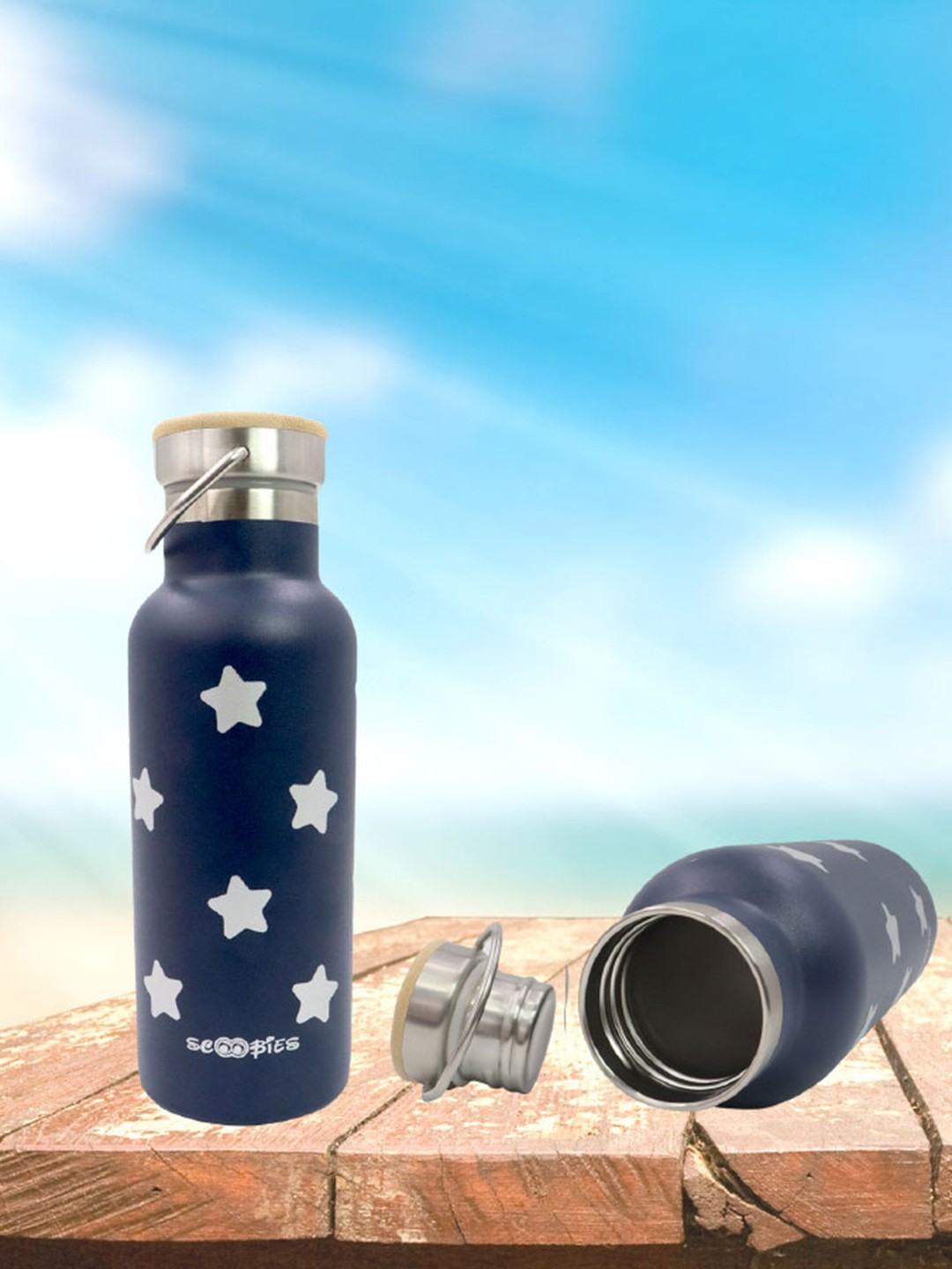 

SCOOBIES Blue Stainless Steel Printed Water Bottle