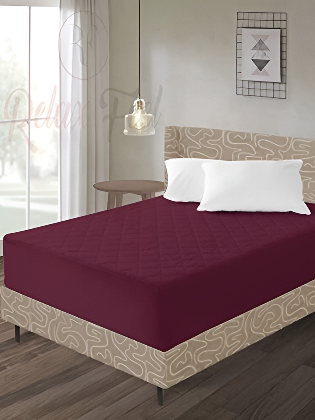 

RF RELAXFEEL Maroon Water Resistant Mattress Protector Cover