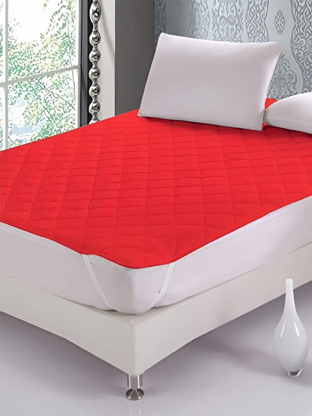 

RF RELAXFEEL Red Polycotton Double Size Water Resistant Mattress Protector