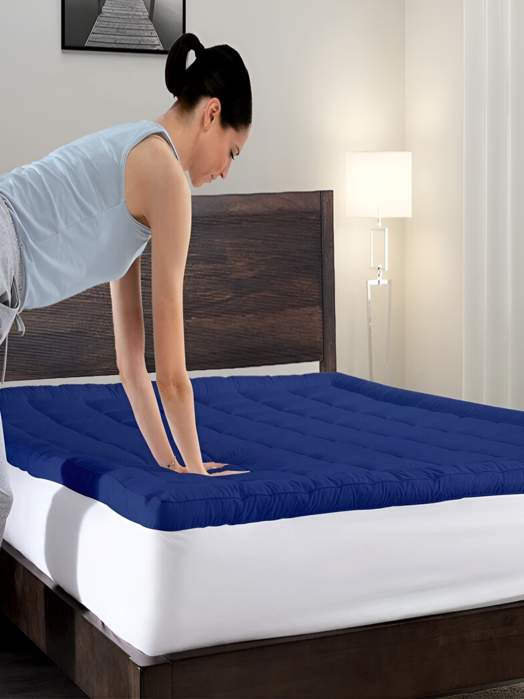 

RF RELAXFEEL Blue Cotton Water Resistant King Mattress Protector