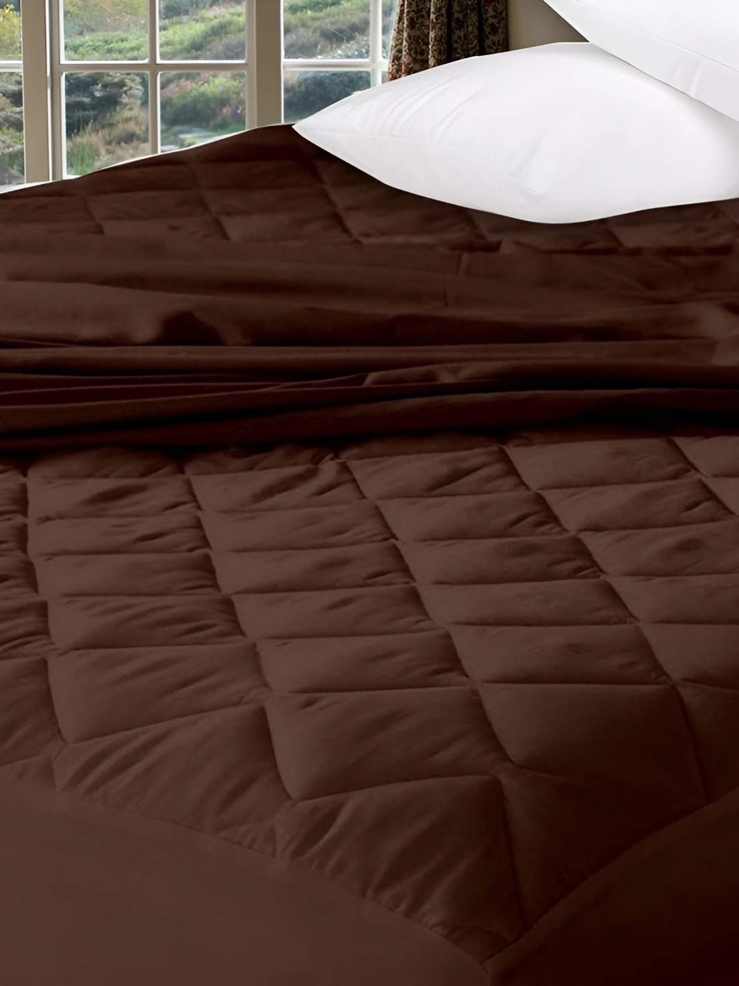 

RF RELAXFEEL Brown Water Resistant Fitted Queen Mattress Protector