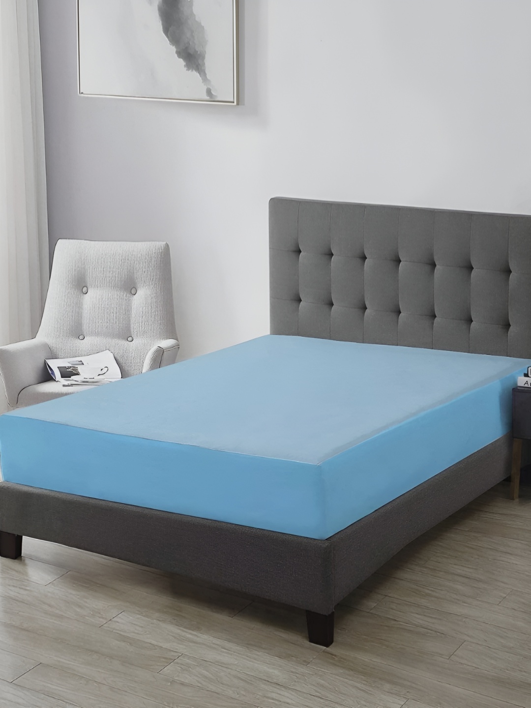 

RF RELAXFEEL Blue Terry Fitted King Water Resistant Mattress Protector