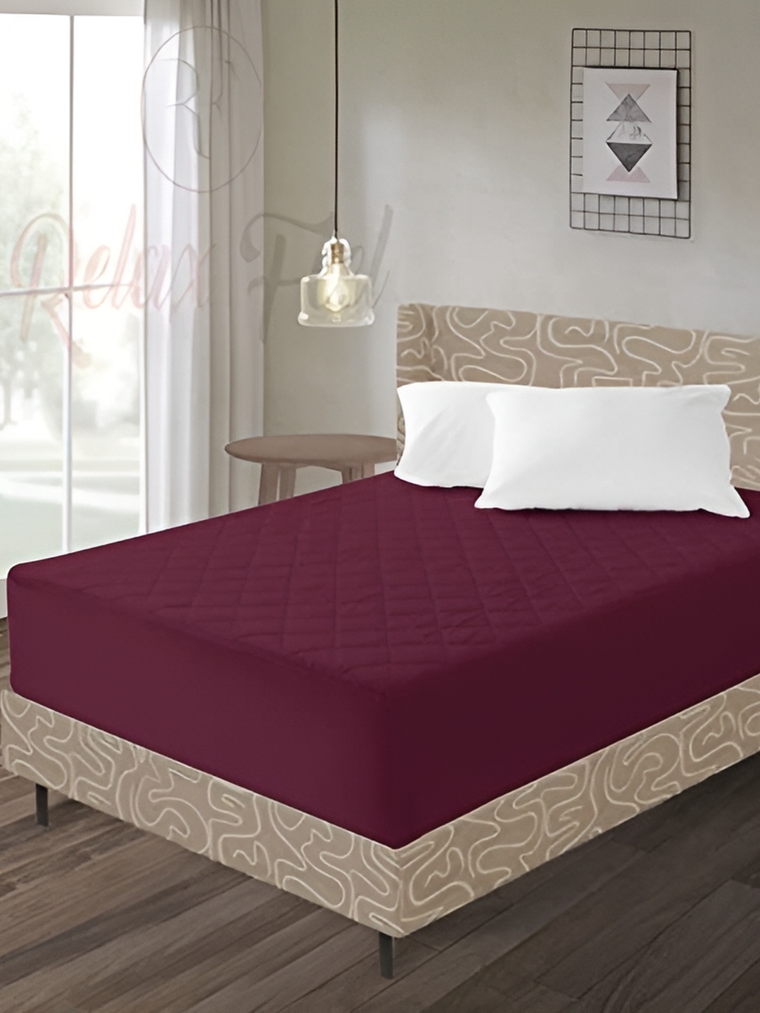 

RF RELAXFEEL Maroon Fitted Water Resistant Mattress Protector