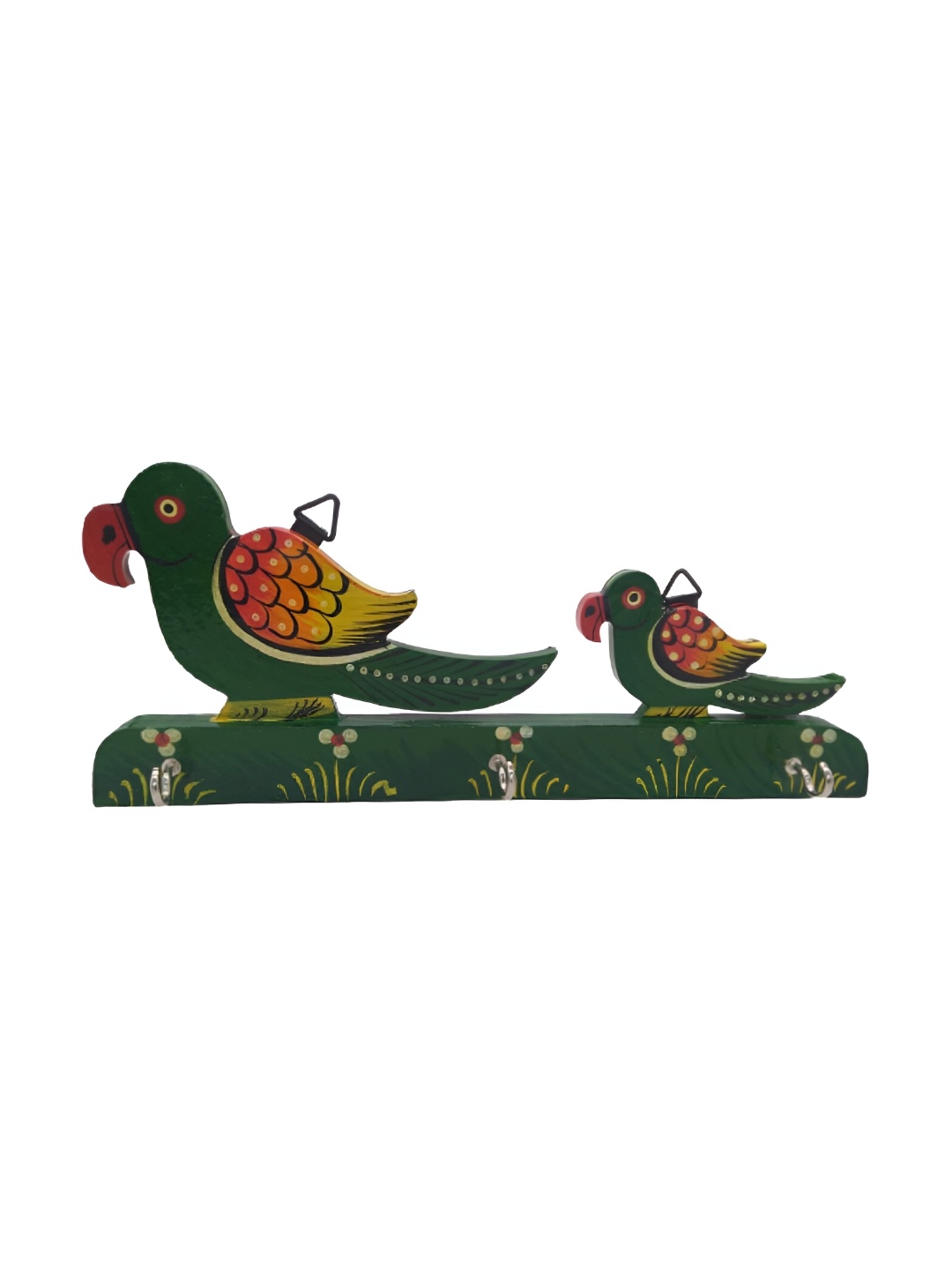 

INDIA MEETS INDIA Green & Red Printed Wall Hanging Wooden Hook