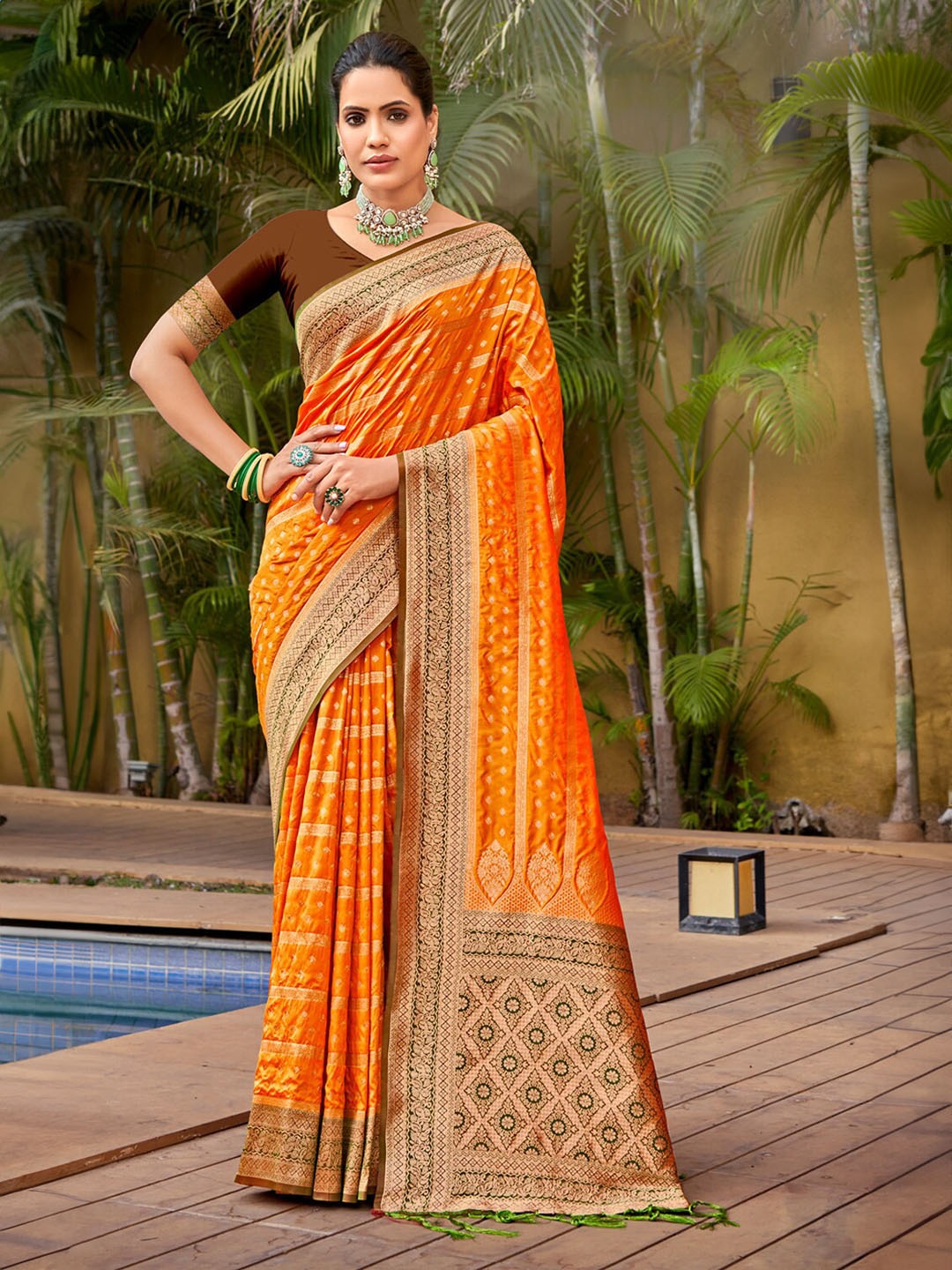 

Ishin Ethnic Motifs Woven Design Banarasi Saree, Mustard