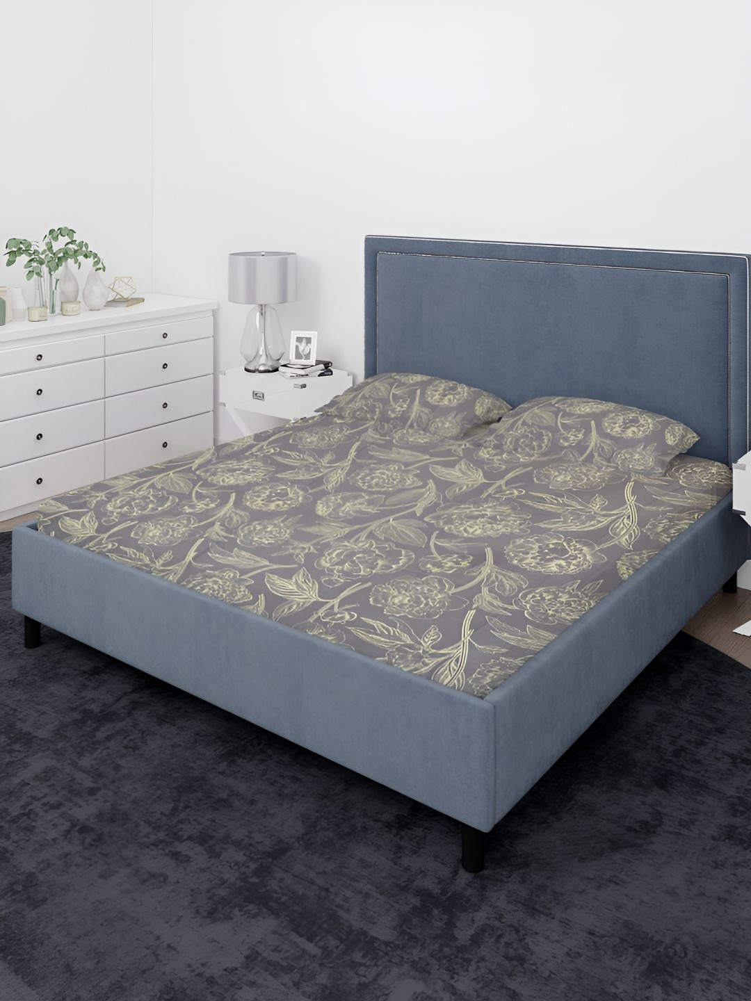 

Sleeping Owls- because your sleep matters Grey 144 TC King Bedsheet with 2 Pillow Covers