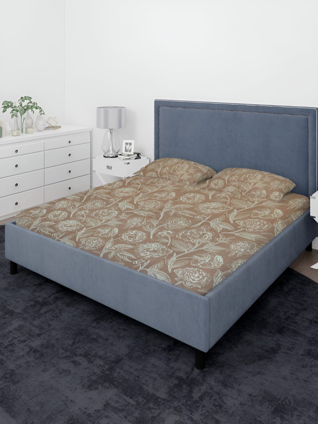 

Sleeping Owls- because your sleep matters Brown 144 TC King Bedsheet with 2 Pillow Covers