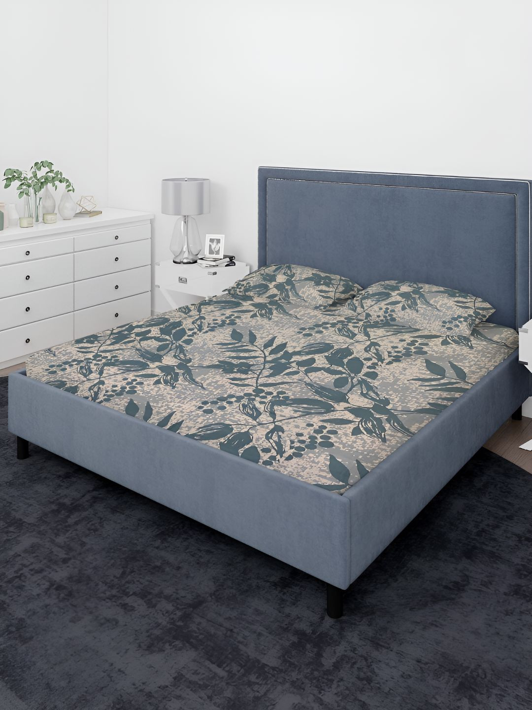 

Sleeping Owls- because your sleep matters Blue 144 TC King Bedsheet with 2 Pillow Covers