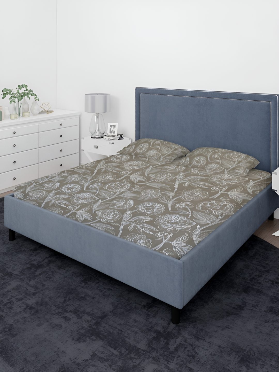 

Sleeping Owls- because your sleep matters Camel Brown 144 TC King Bedsheet with 2 Pillow