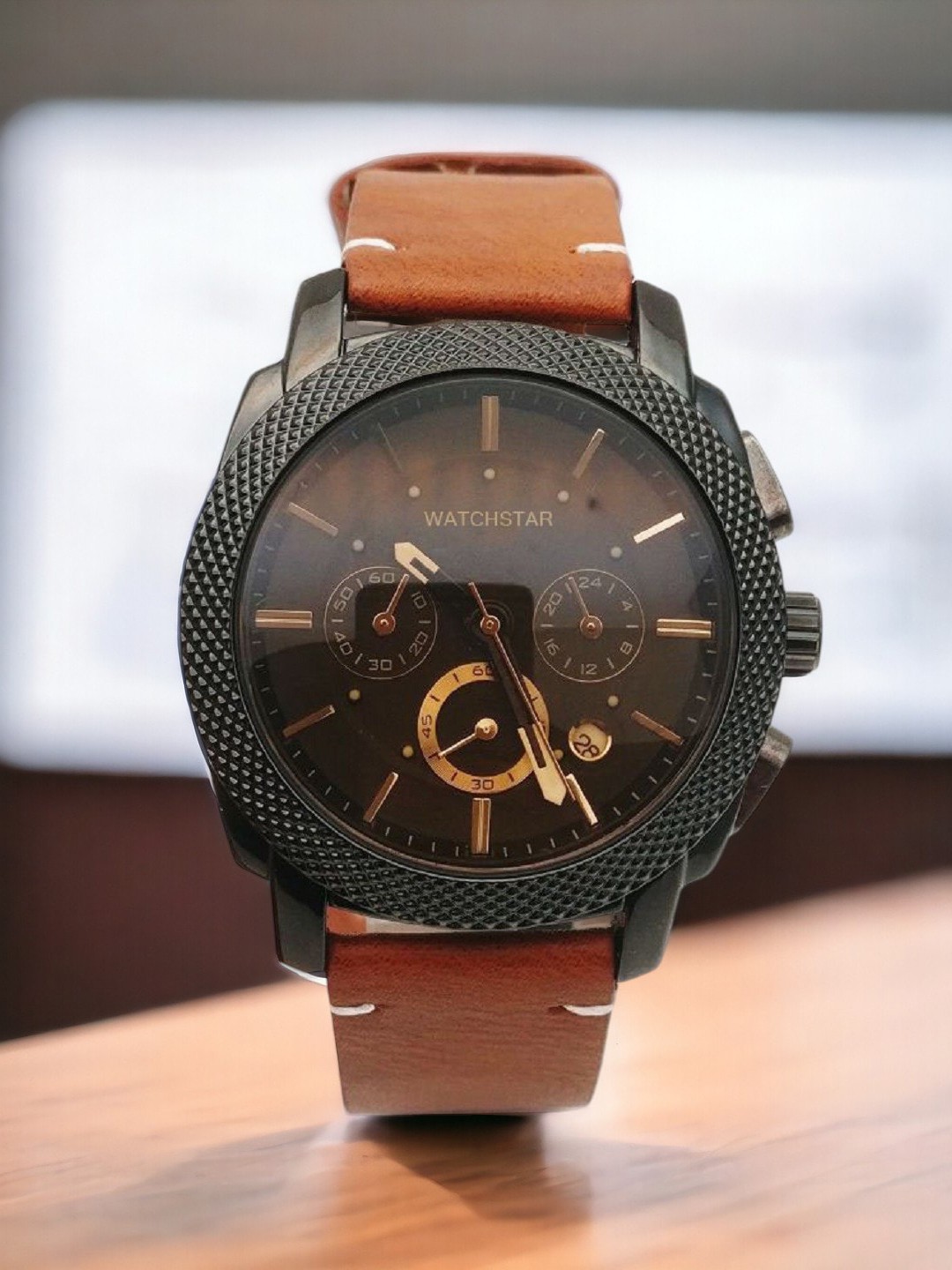 

WATCHSTAR Men Dial & Leather Bracelet Style Straps Analogue Watch FL TanNM, Tan