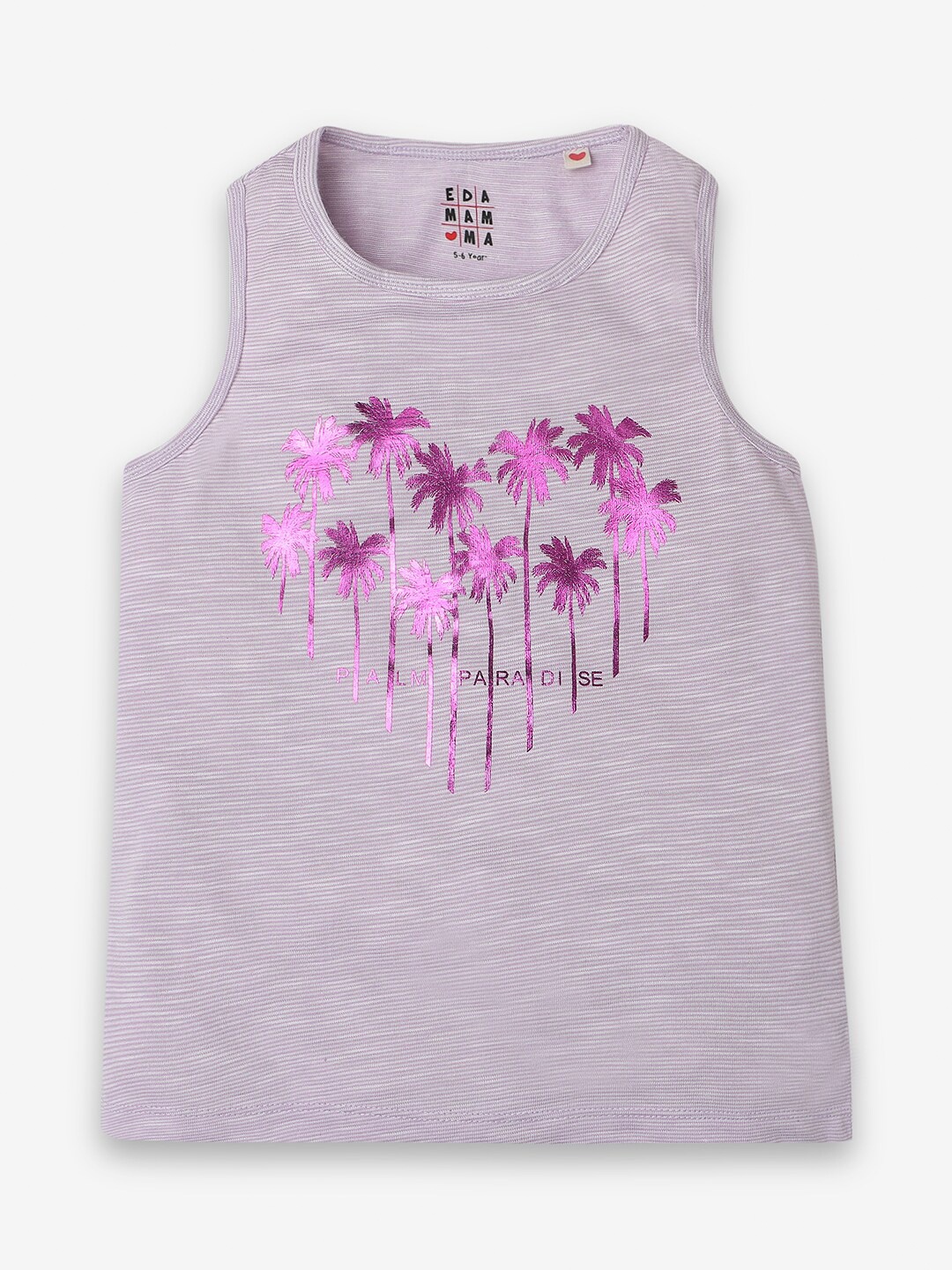 

Ed-a-Mamma Girls Striped Round Neck Sleeveless Cotton T-shirt, Lavender