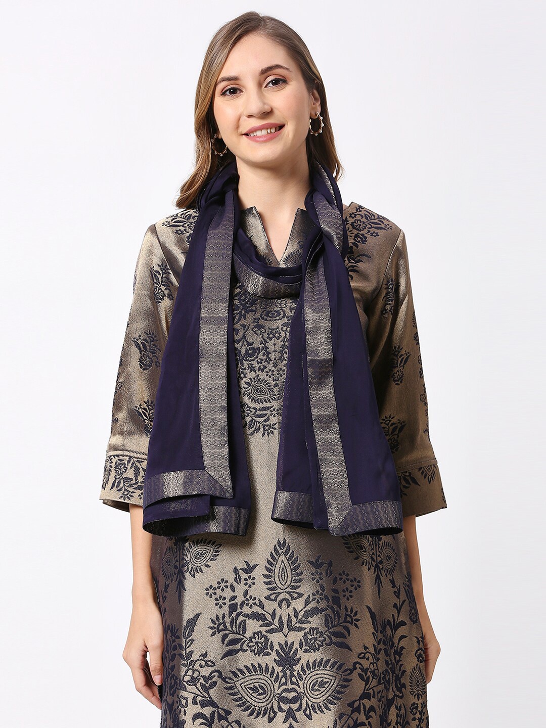 

Cloth Haus India Georgette Scarf, Navy blue