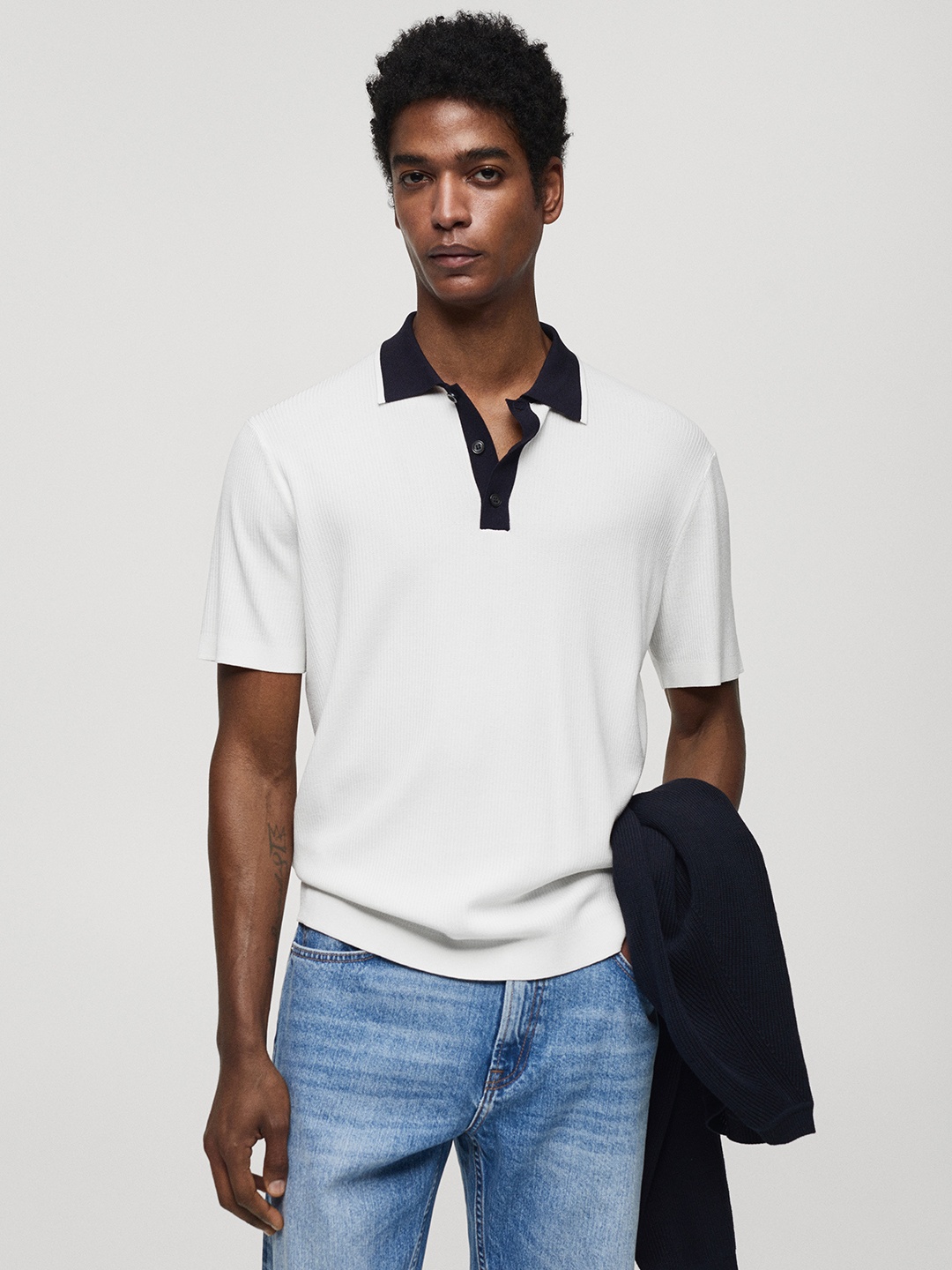 

MANGO MAN Polo Collar T-shirt, White