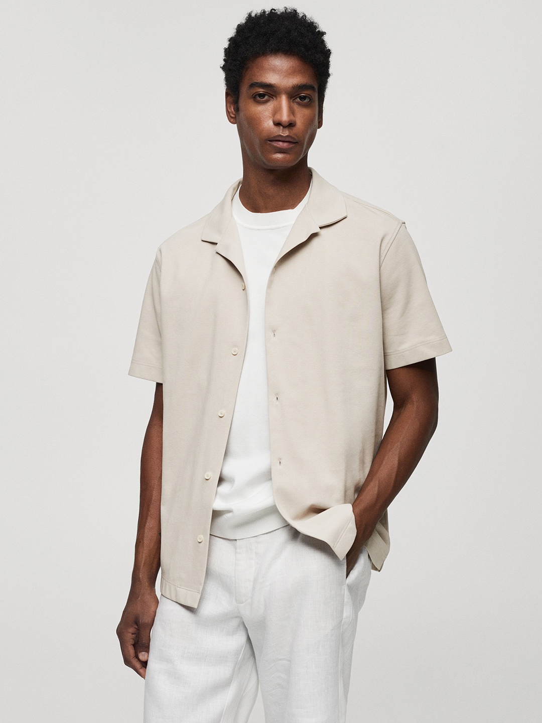 

MANGO MAN Opaque Casual Shirt, Beige