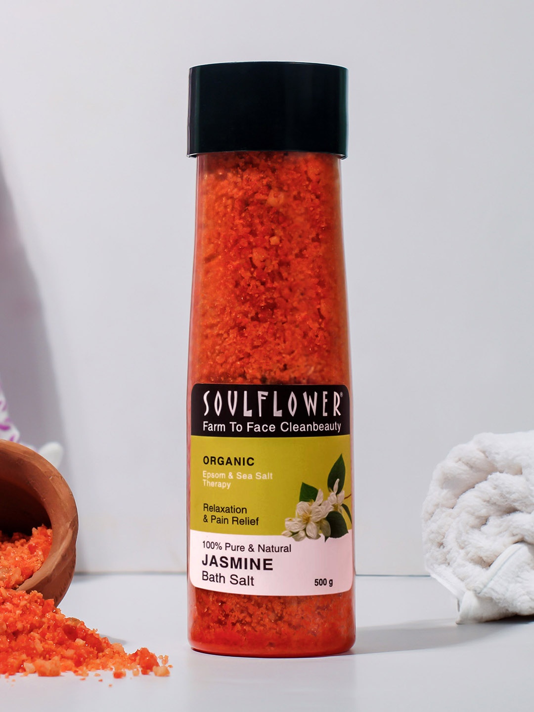 

Soulflower Jasmine Aroma Bath Salt for Body & Foot Spa & Aromatherapy - 500g, Red