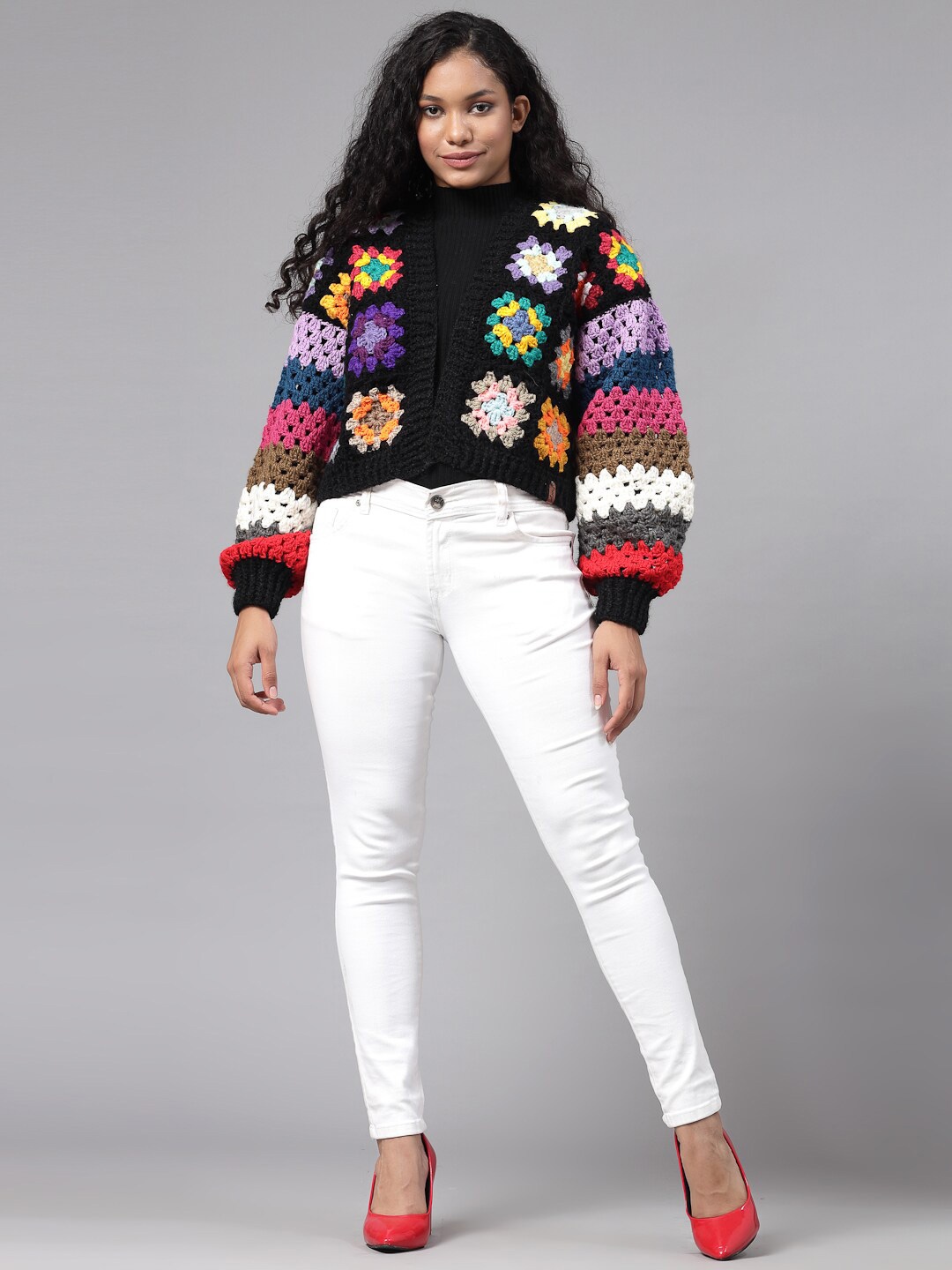 

Velvery Women Cardigan Acrylic With Embroidered Detail, White