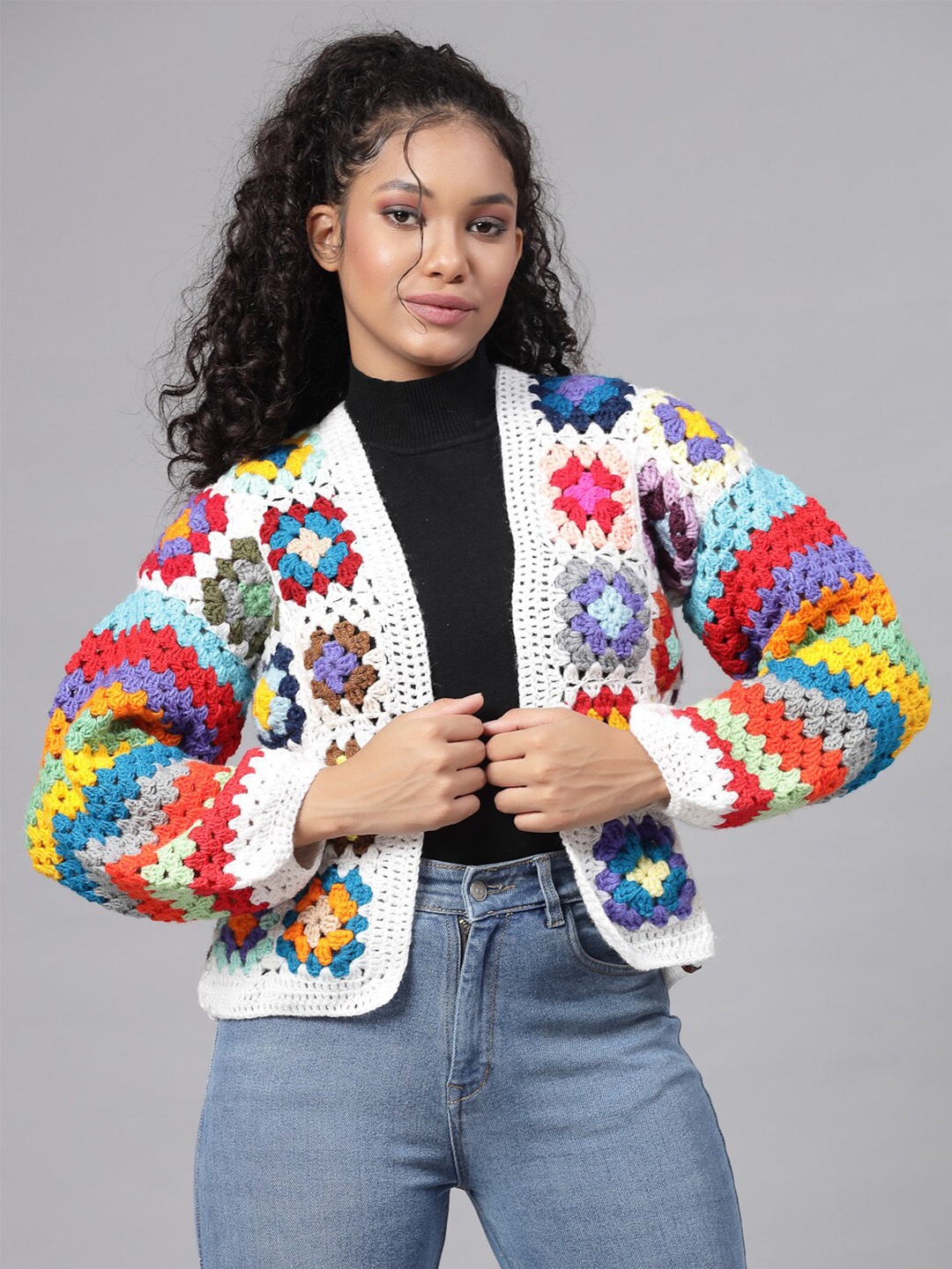 

Velvery Women Printed Acrylic Sweaters, White