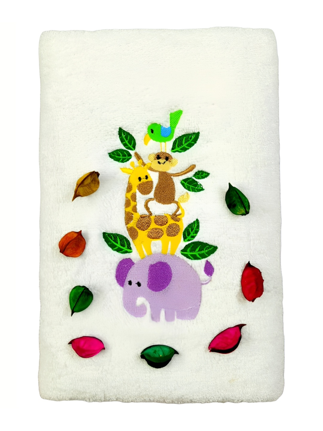 

TurtleLittle White & Purple Printed 500 GSM Bath Towel