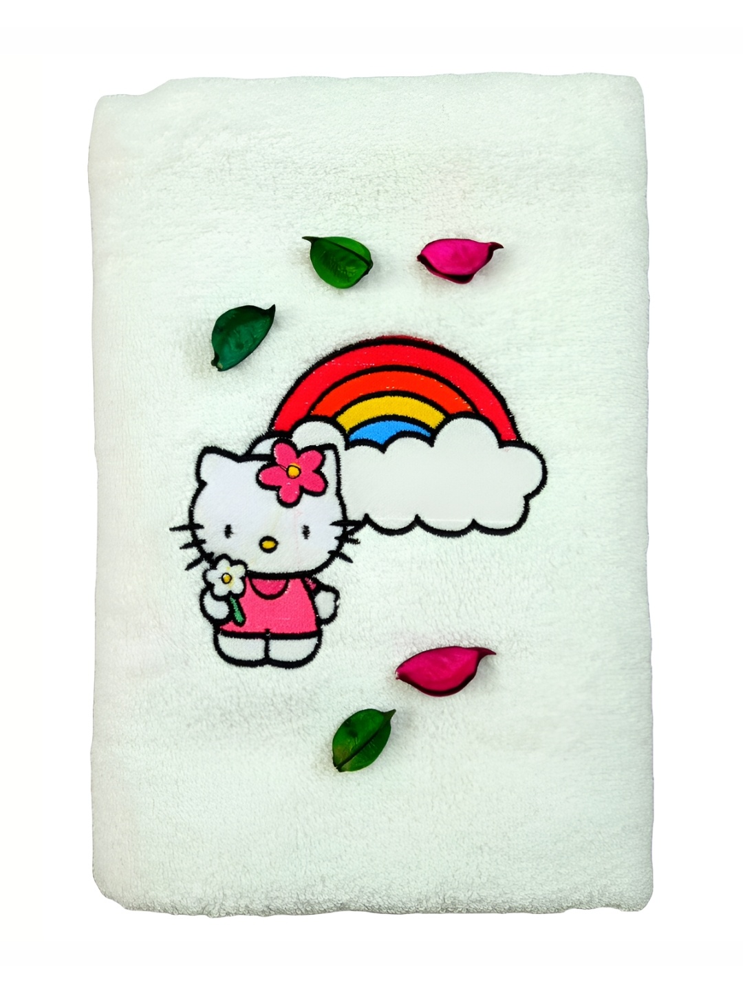 

TurtleLittle White & Red Printed 500 GSM Bath Towel