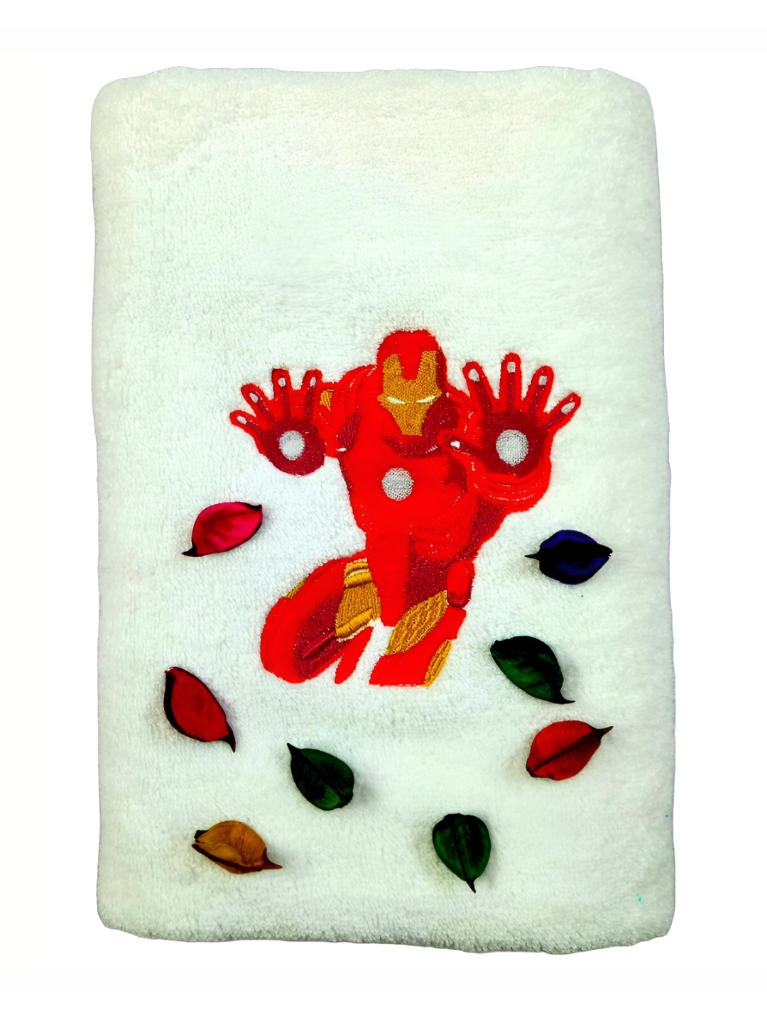 

TurtleLittle White & Red Printed 500 GSM Bath Towel