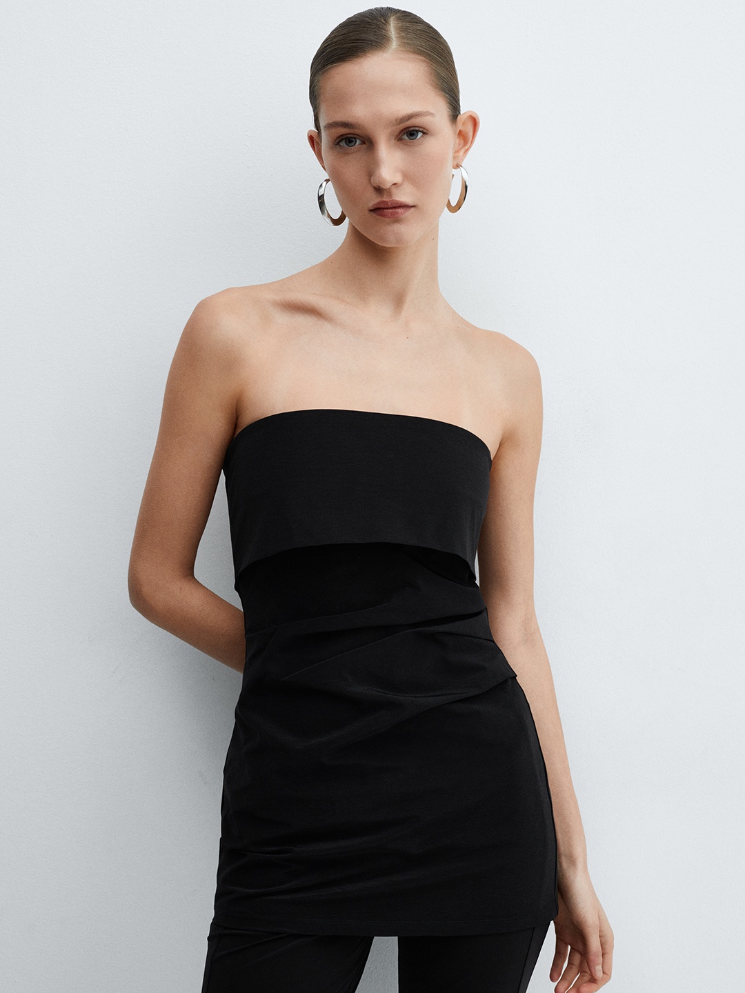 

MANGO Longline Bandeau Top, Black