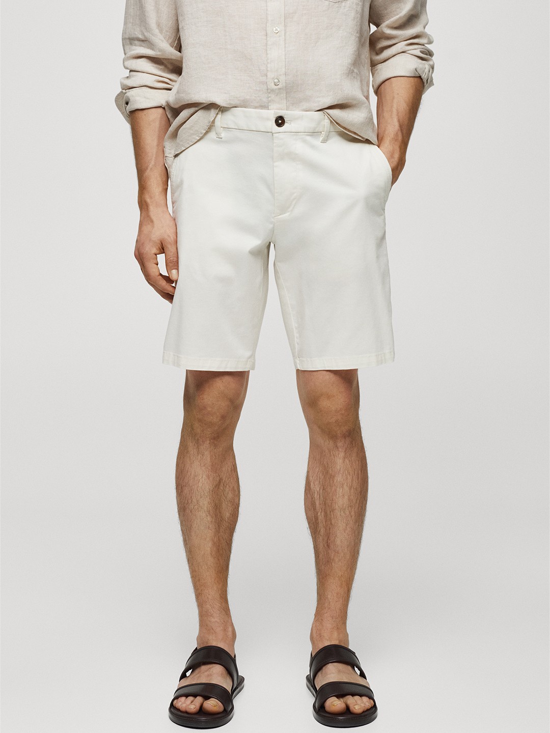 

MANGO MAN Slim Fit Chino Shorts, White