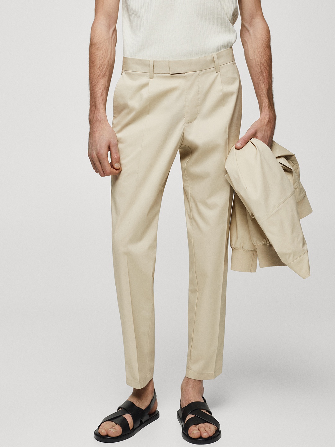 

MANGO MAN Slim Fit Trousers, Beige