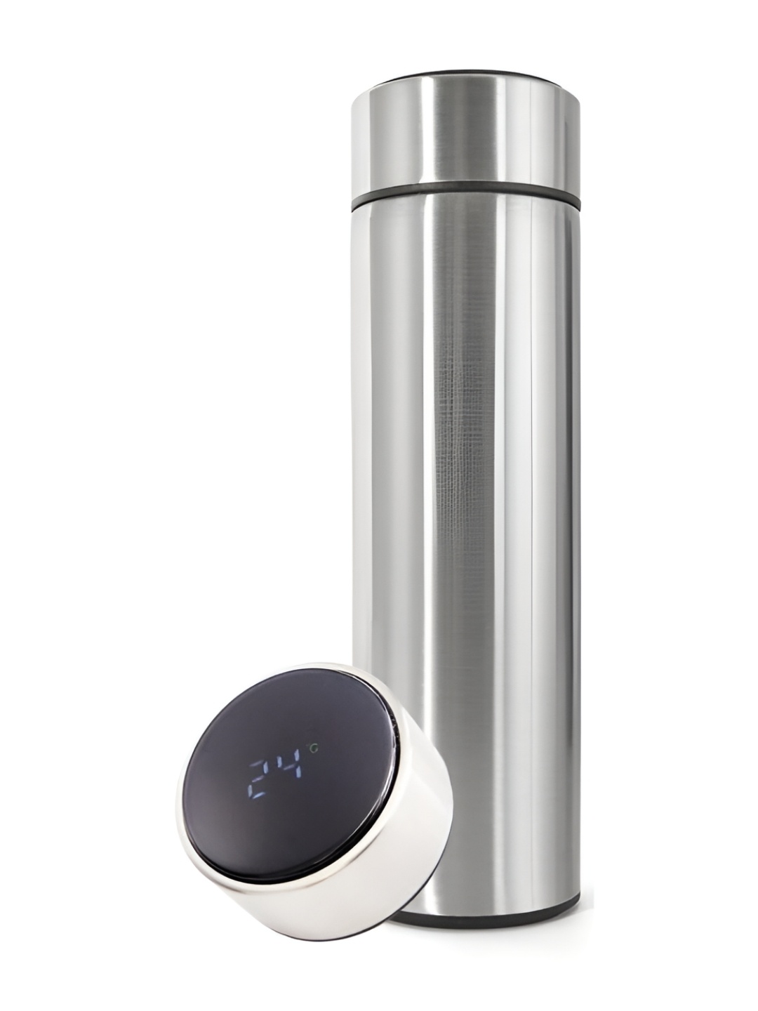 

Awestuffs Silver-Toned & Black Single Stainless Steel Solid Water Bottle 500ml