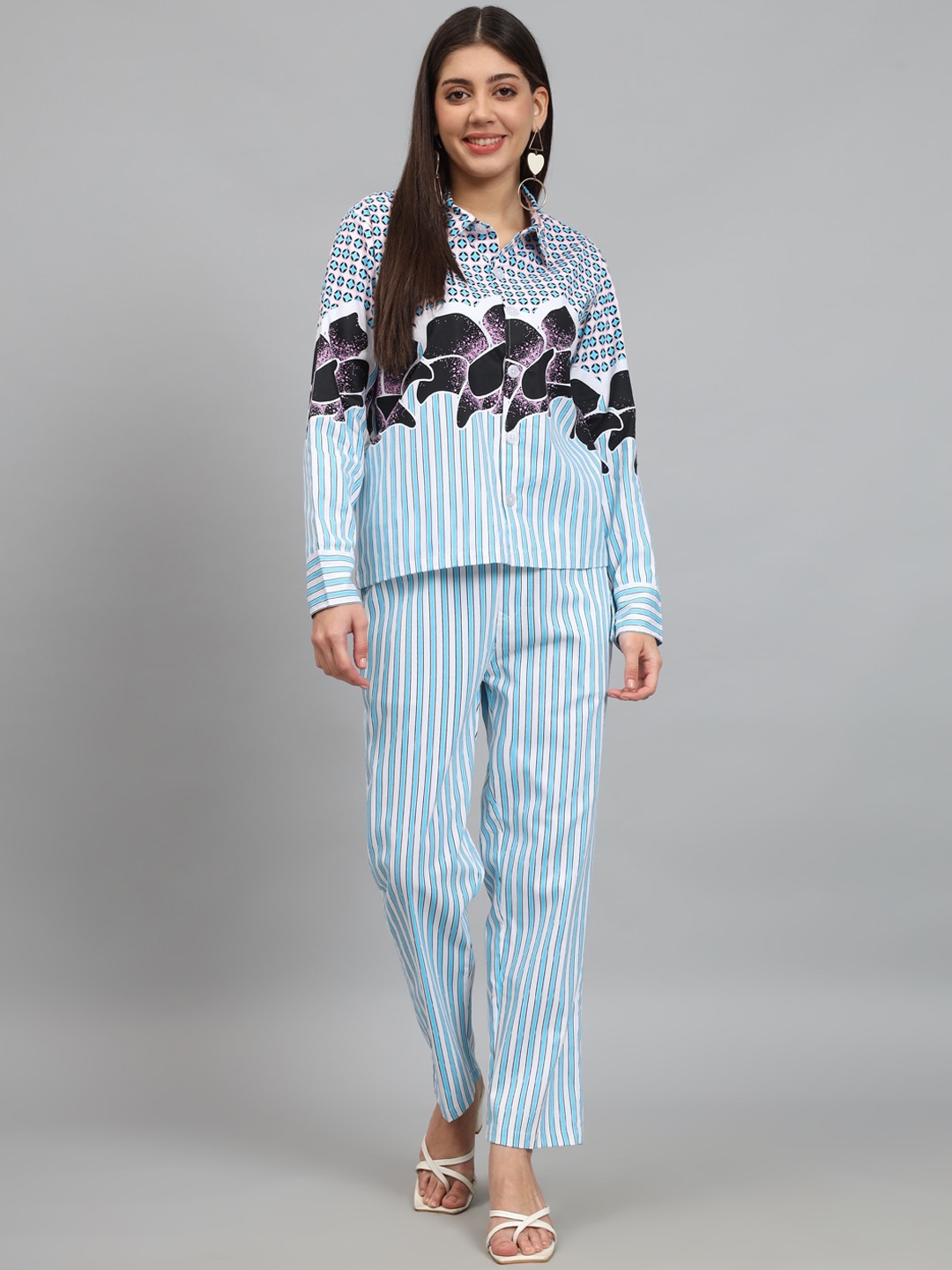 

NEWD Printed Pure Cotton Shirt With Trousers, White