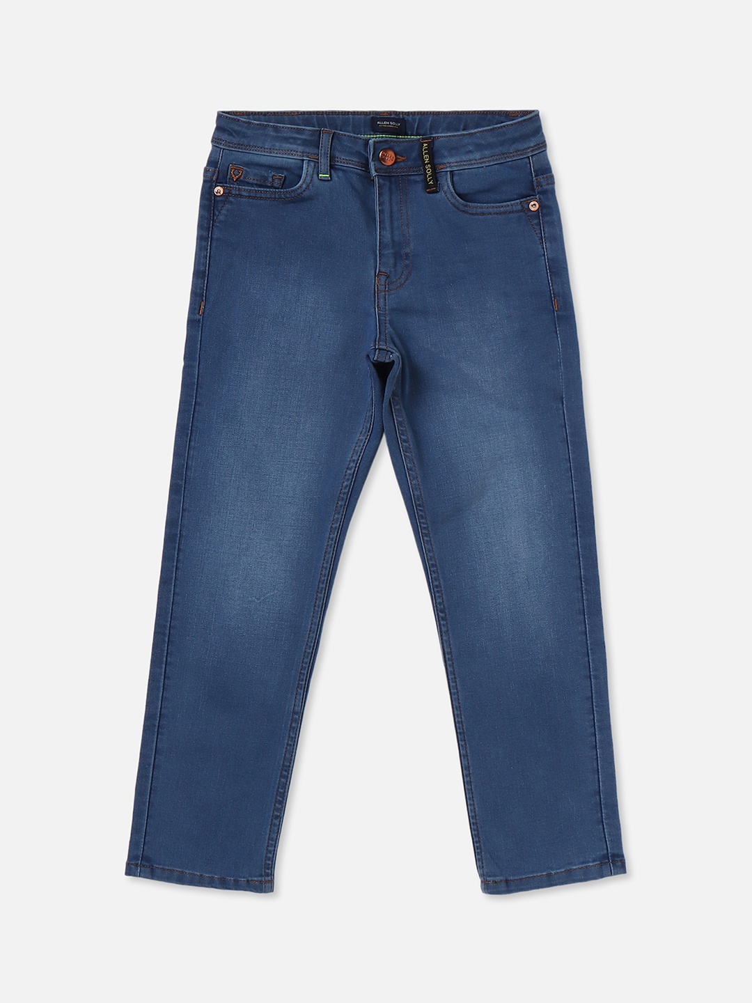 

Allen Solly Junior Boys Slim Fit Mid-Rise Dark Shade Clean Look Stretchable Jeans, Navy blue