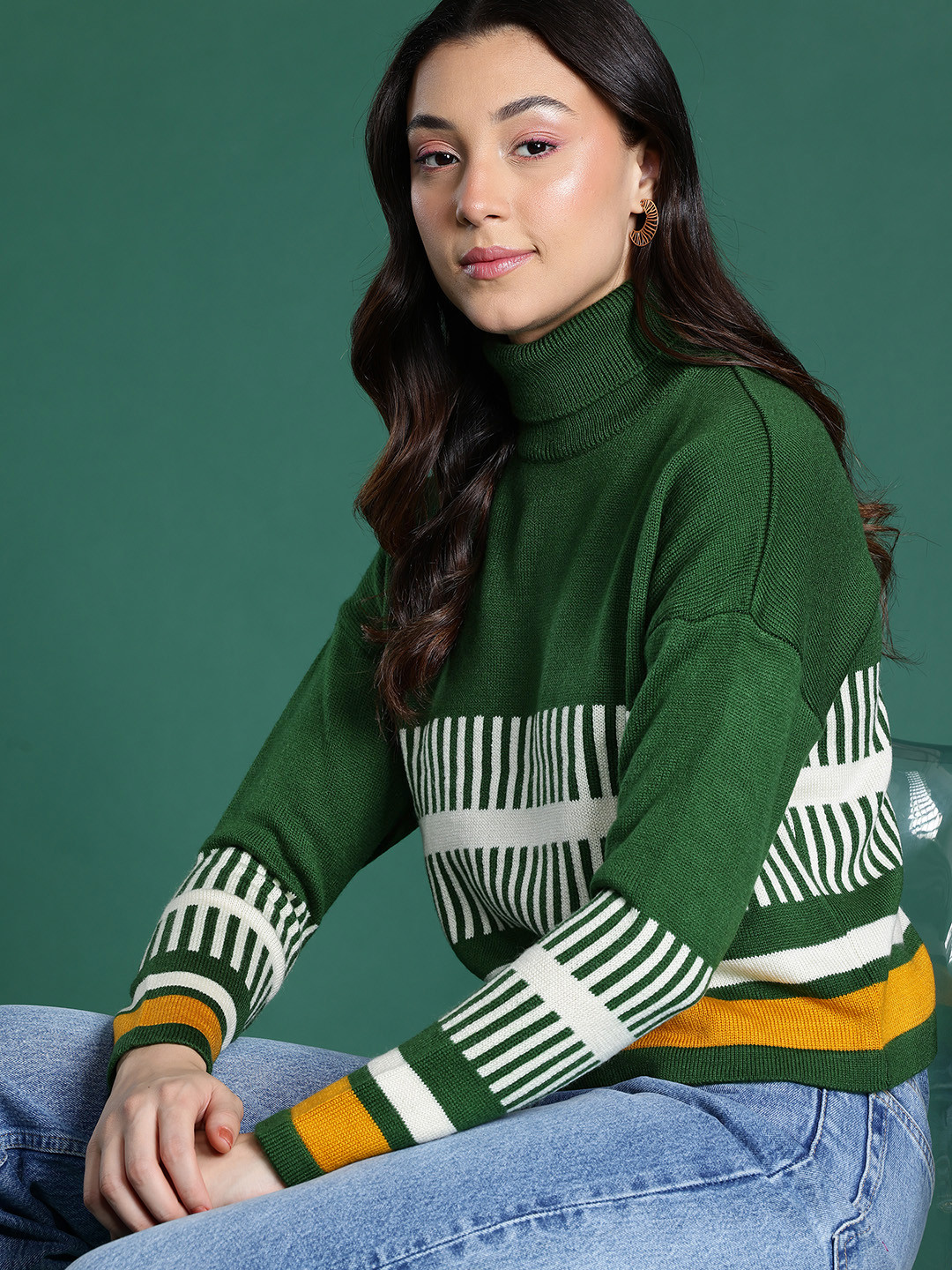 

DressBerry Turtle Neck Pullover, Green