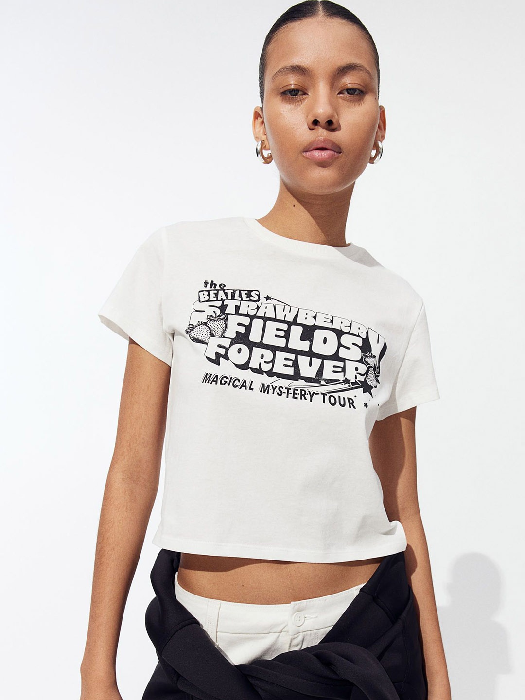 

H&M Pure Cotton Oversized Printed T-shirt, White