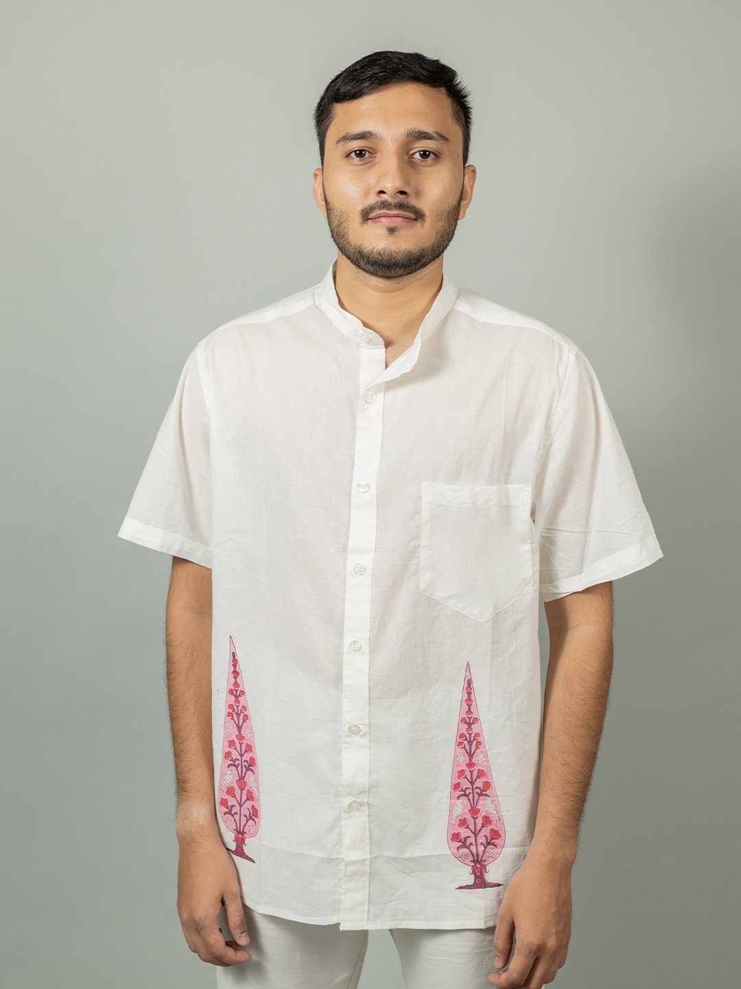 

INDIKA Ethnic Motifs Printed Organic Cotton Opaque Casual Shirt, White