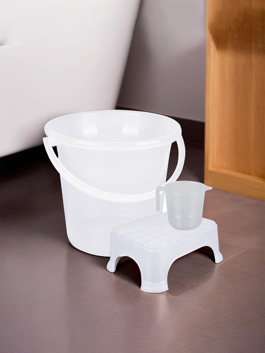 

Kuber Industries Transparent 3 Pieces Abstract Bath Accessories Set