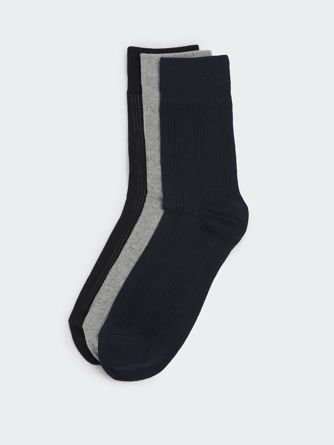 

max Men Pack Of 3 Calf Length Socks, Black