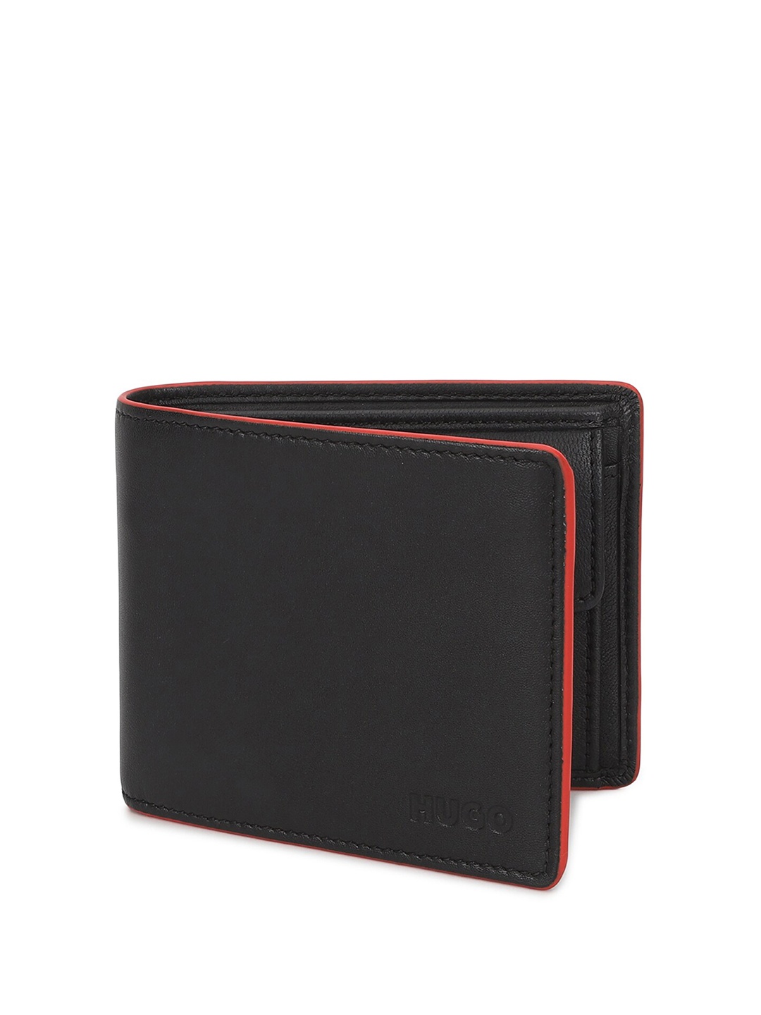 

HUGO Men Leather Three Fold Wallet Wallet, Black